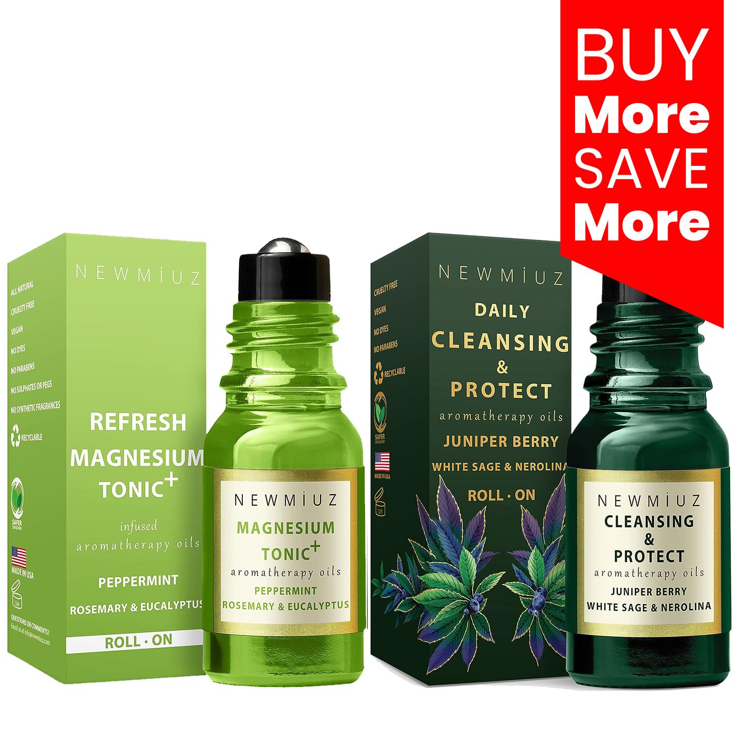 Headache Roll On Stick Peppermint Rosemary and Eucalyptus & Cleansing and Protect Juniper Berry White Sage with Nerolina Pack of 2 New Miuz buy supplements canada