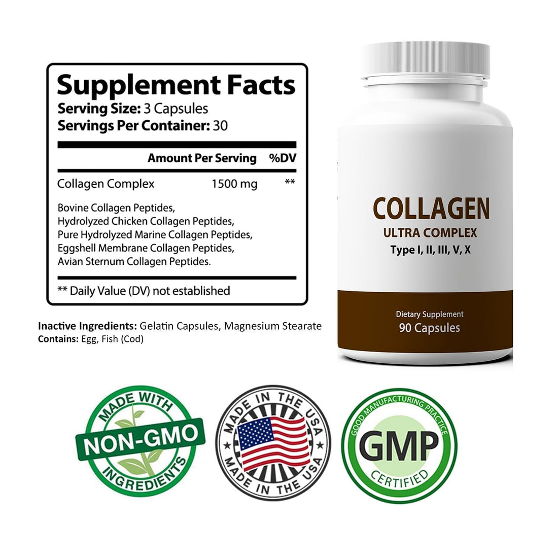 Ultra Premium Multi Collagen Capsules for Men & Women, Pure Hydrolyzed Collagen Peptides, Vitamin Supplement for Hair, Skin, Nails, and Joint Support (Types I, II, III, V, X,) 90 Capsules StarPass Labs buy supplements canada