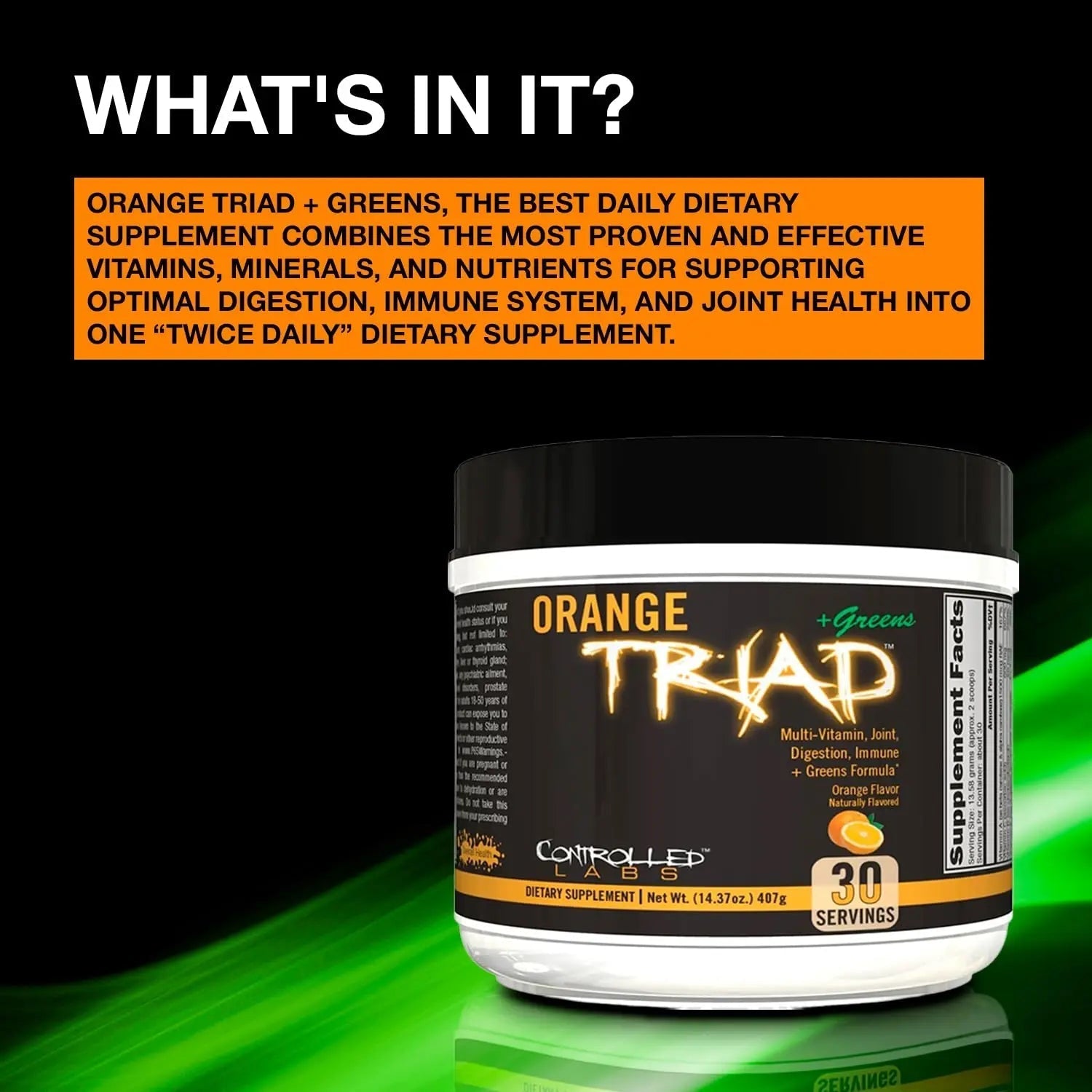 CONTROLLED LABS Orange Triad Plus Greens for Men and Women, 30 Servings Iron Free Sports Supplement for Overall Health CONTROLLED LABS buy supplements canada