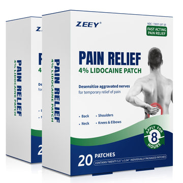 ZEEY 4% Lidocaine Pain Relief Patches, Maximum Strength OTC, for Back, Knee, Neck, Shoulders, Joints, Muscle Soreness, Fast Acting, Topical Anesthetic, Large Gel Patch, 5.5" x 3.94", 40Ct ZEEY buy supplements canada