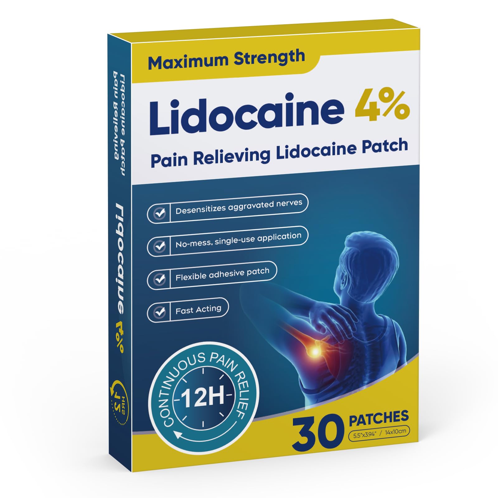 Teemofe 4% Lidocaine Pain Relief Patches – Maximum OTC Strength, Fast-Acting Targeted Relief, 30 Count, for Everyday Muscle & Joint Discomfort - 260130-2 Teemofe buy supplements canada