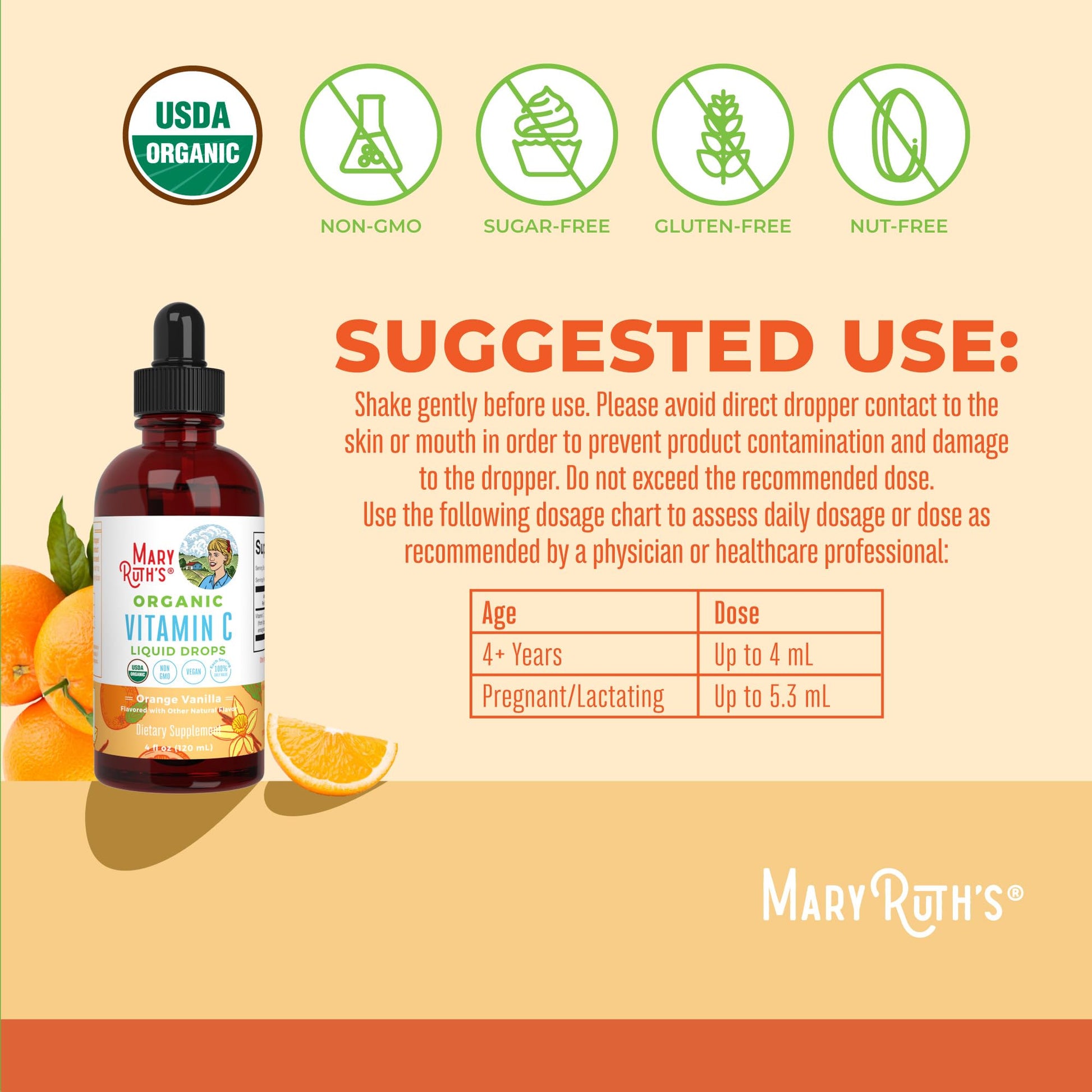 MaryRuth Organics Organic Vitamin C Supplement | Liquid Vitamin C Liquid Drops for Adults & Kids | Immune Support Supplement for Overall Health | Vegan | Non-GMO | Gluten Free | 4 Fl Oz MARYRUTH'S buy supplements canada