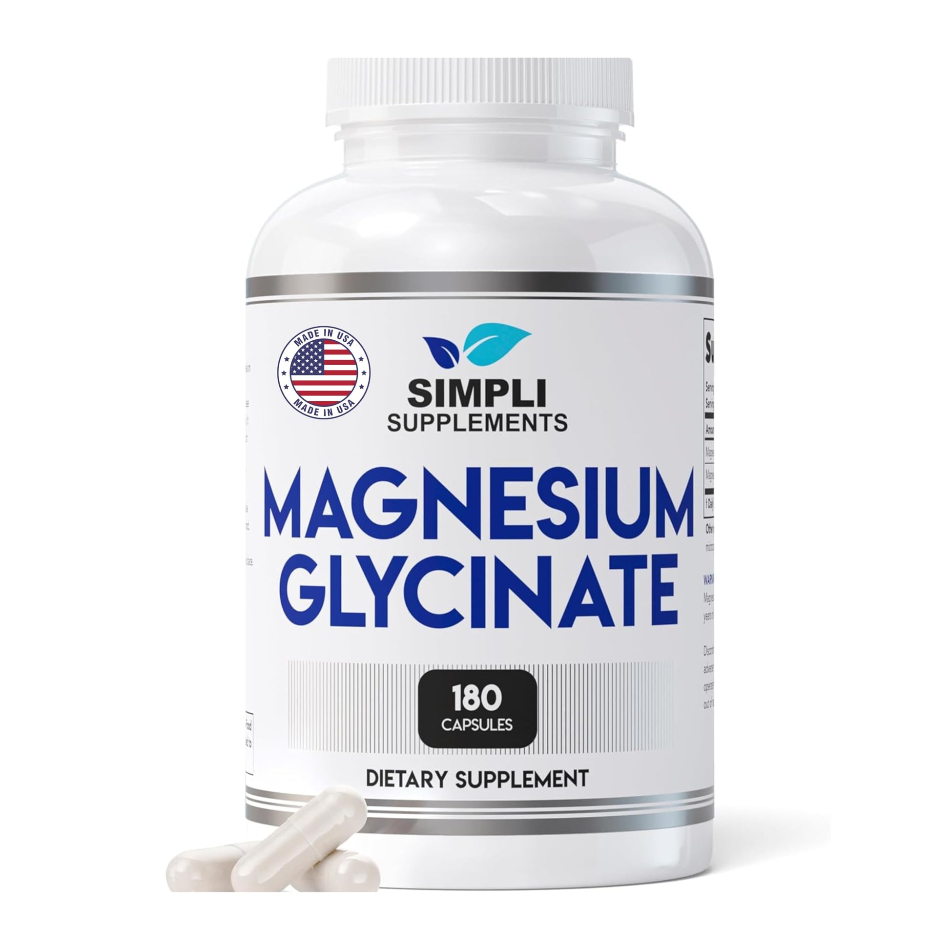 Magnesium Glycinate 400mg per Serving – High Absorption – Gentle on Stomach – Supports Sleep, Relaxation, Muscle, Bone & Immune Health – Non-GMO, Vegan, 180 Capsules Simpli Supplements buy supplements canada