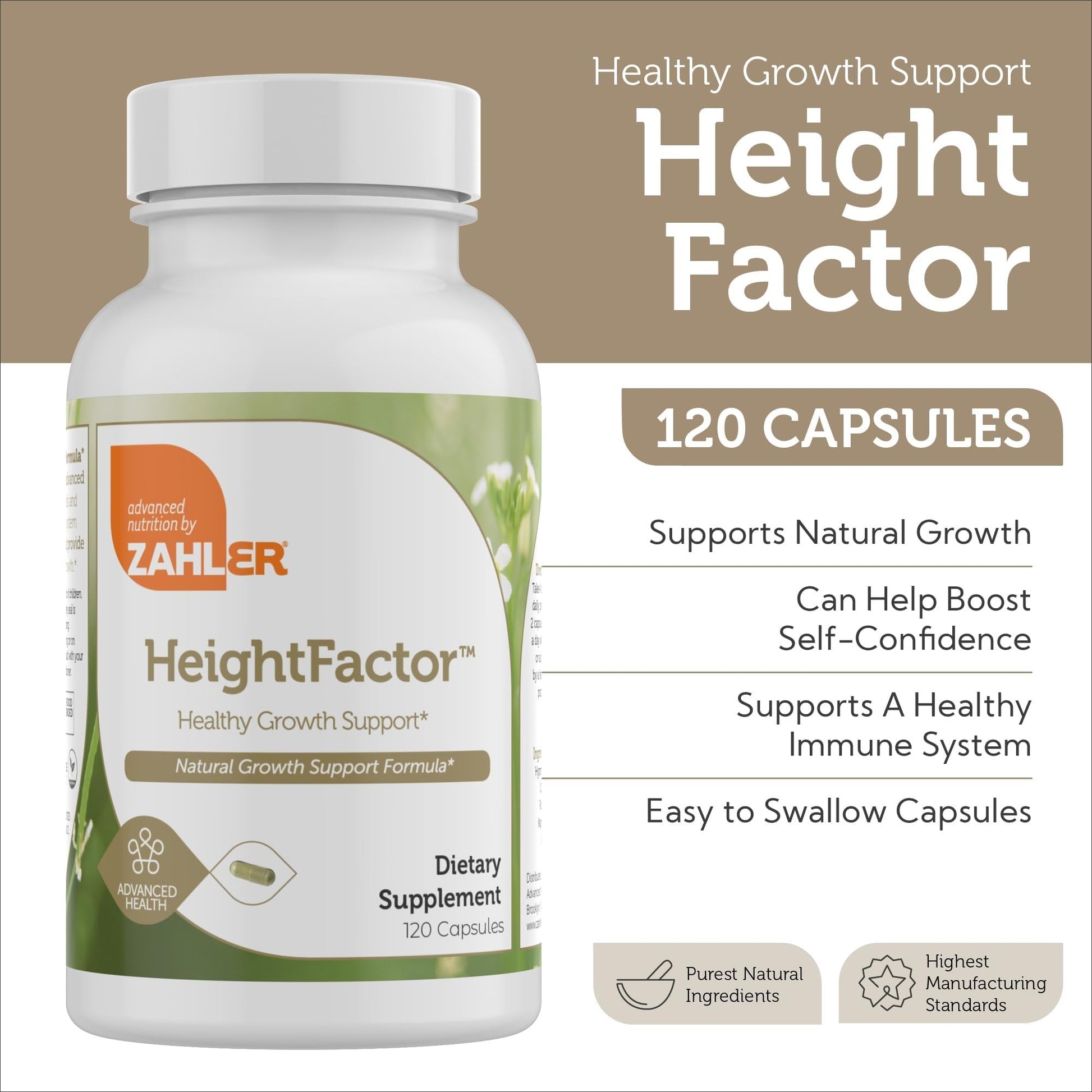Zahler - Height Factor Healthy Growth Support Vitamin & Mineral Capsules (120 Count) - Kosher Height & Growth Supplement for Kids, Teens & Young Adults - Grow Taller Growth Hormone Support Nutrients Zahler buy supplements canada