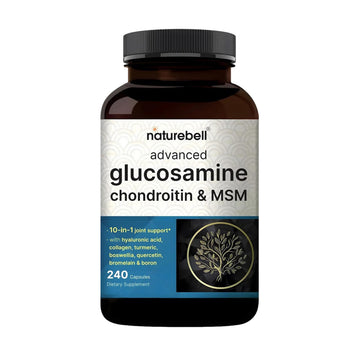 NatureBell Advanced Glucosamine Chondroitin & MSM - 240 Capsules - 10-in-1 Joint Support Complex* - Includes Hyaluronic Acid, Turmeric, Glucosamine, Collagen & More NatureBell buy supplements canada