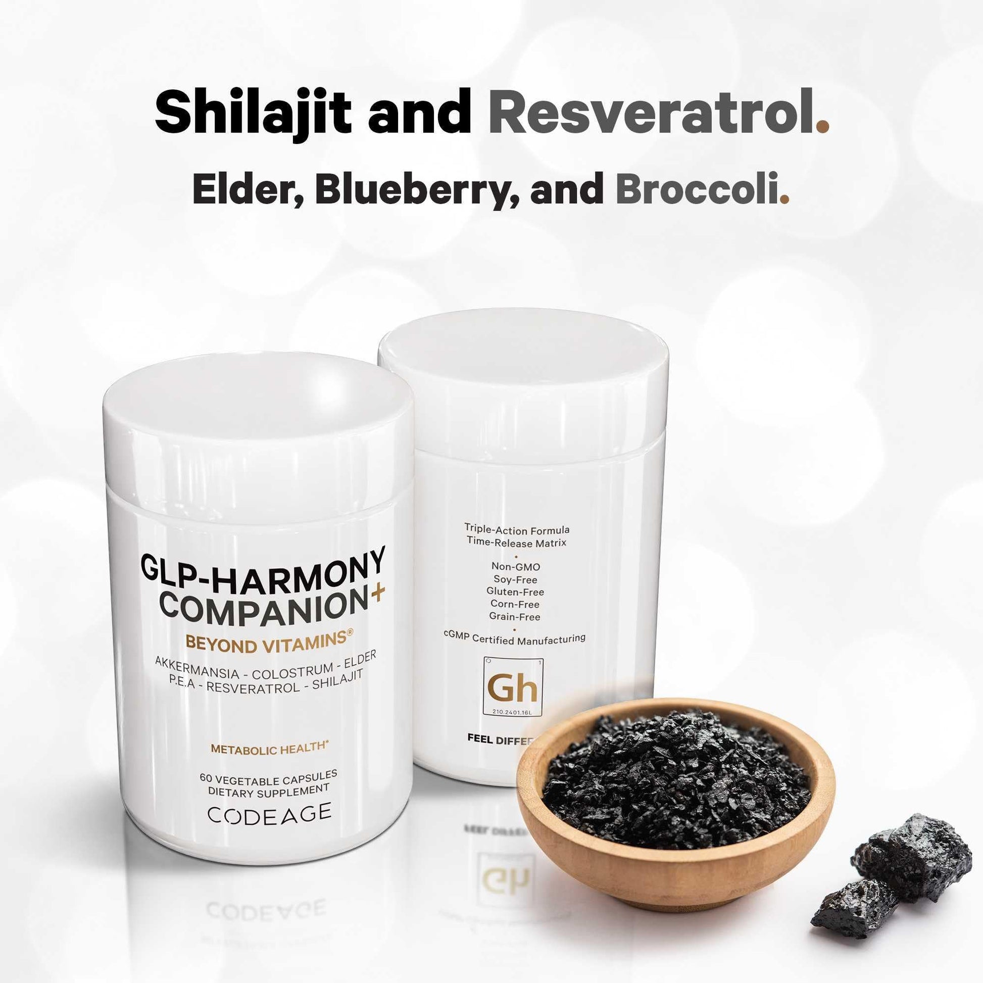 Codeage GLP-Harmony Companion+ Supplement - GLP-1 Agonist Support - Lion's Mane, Pea, Colostrum, Shilajit, Akkermansia, Elder, Citrus Bioflavonoids, Broccoli, Resveratrol - Non-GMO - 60 Capsules Codeage buy supplements canada