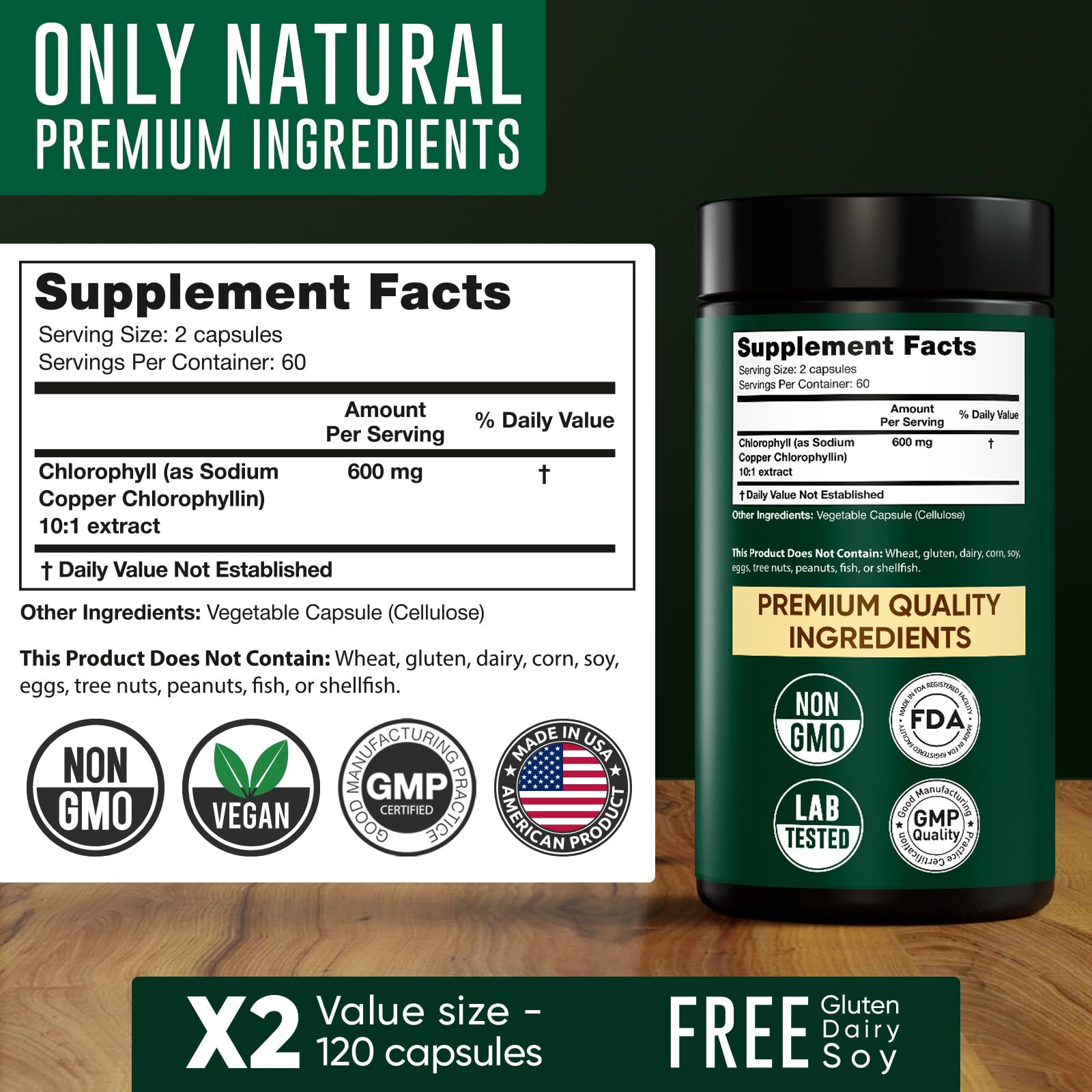 Chlorophyll Capsules 600 mg - Natural Chlorophyll Pills for Women & Men - Highly BioAvailable Alpha Flow buy supplements canada