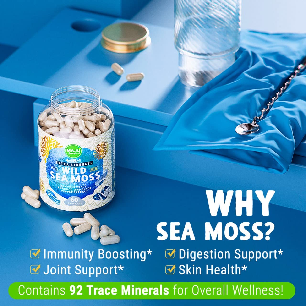 MAJU 4-in-1 Organic Sea Moss Capsules, Wild Chondrus Crispus, Seamoss Maju Superfoods buy supplements canada