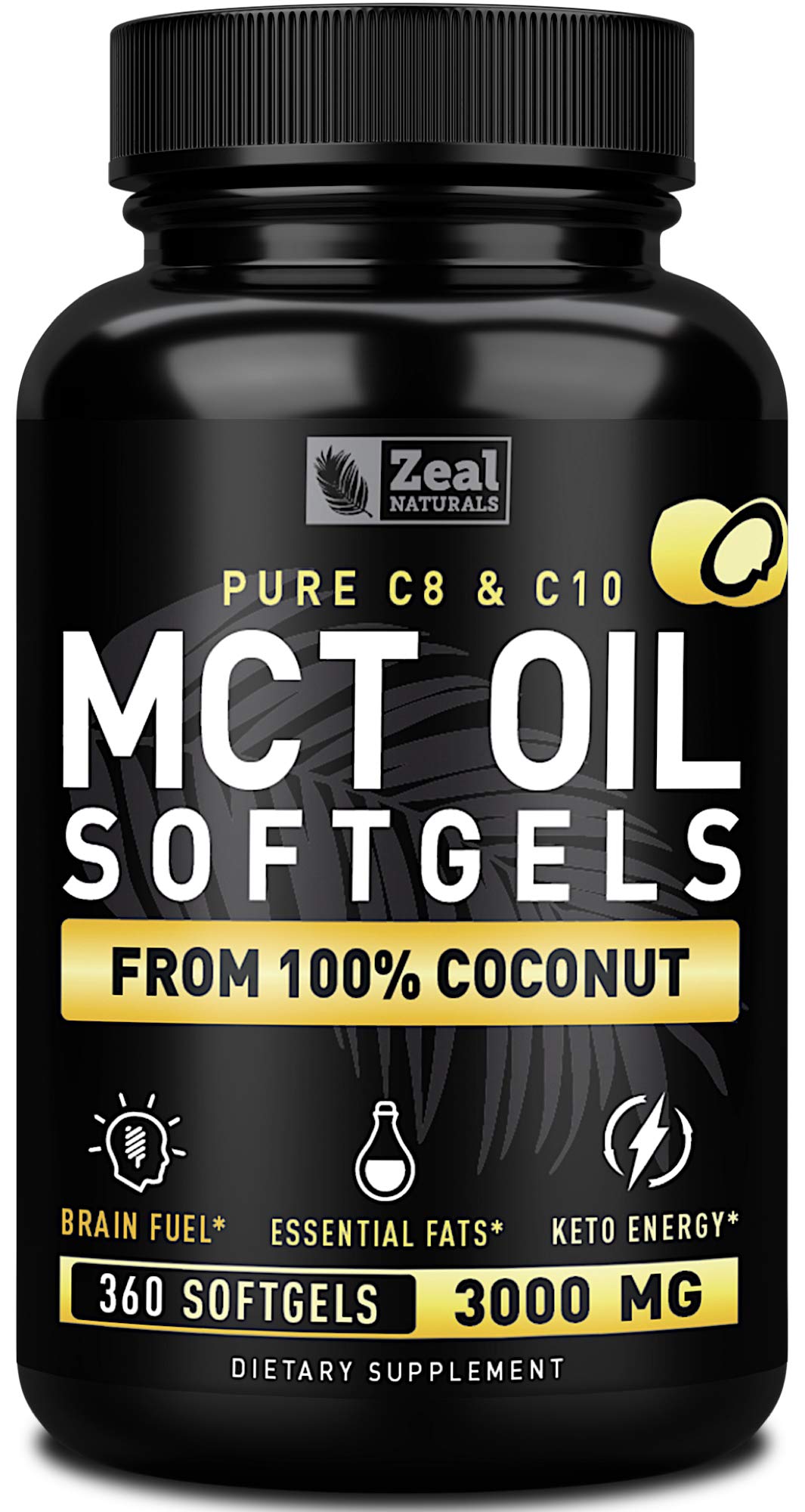 Pure MCT Oil Capsules (360 Softgels | 3000mg) 4 Month Supply Keto Pills w Unrefined Coconut Zeal Naturals buy supplements canada
