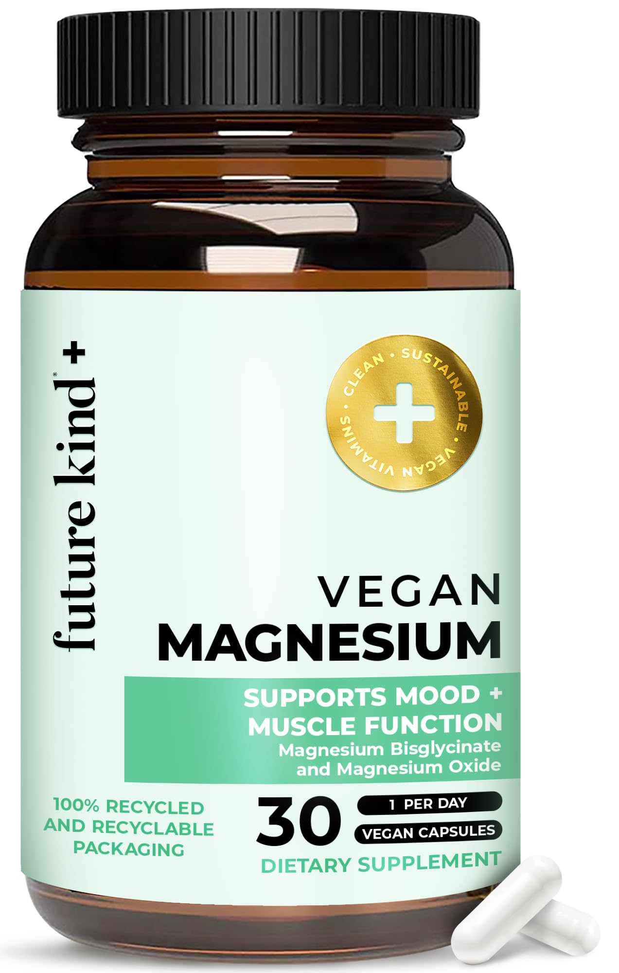 Future Kind Magnesium Glycinate, Supports Muscle and Nerve Function, High Absorption Chelated Magnesium Supplement, Nightly Calm, Energy & Metabolism, Highly Bioavailable & Potent - 30 Vegan Capsules Future Kind buy supplements canada