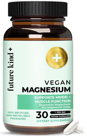 Future Kind Magnesium Glycinate, Supports Muscle and Nerve Function, High Absorption Chelated Magnesium Supplement, Nightly Calm, Energy & Metabolism, Highly Bioavailable & Potent - 30 Vegan Capsules Future Kind buy supplements canada