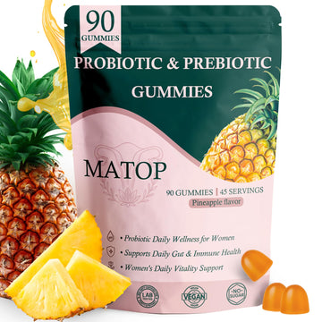 MATOP Probiotic Prebiotic pH Balance Gummies - Vaginal Health Gummies for Women Pro + Prebiotic with Pineapple Flavor, Vegan, Sugar-Free – 90 Gummies (45 Servings) MATOP buy supplements canada