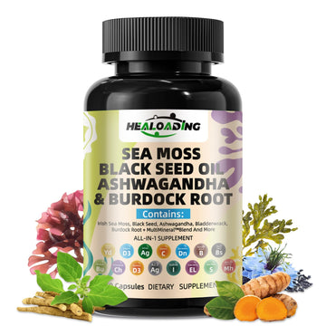 HEALOADING Sea Moss Capsules：Wildcrafted Organic Irish Seamoss & Bladderwack - Rich in Minerals, Supports Thyroid Health, Digestion, Skin & Immune System - Vegan, Non-GMO HEALOADING buy supplements canada