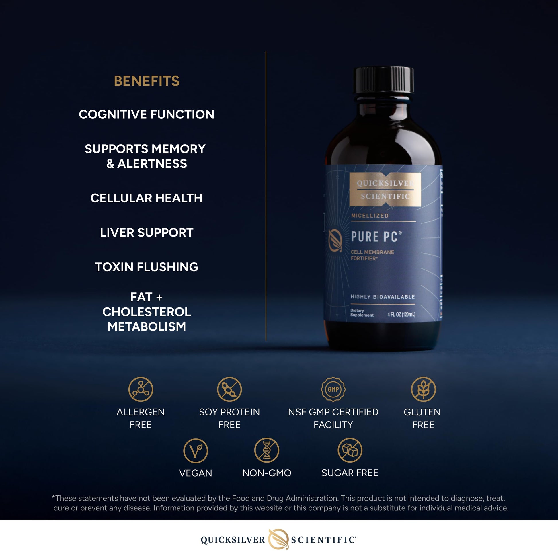 Quicksilver Scientific Micellized Pure PC - Phosphatidylcholine Liquid Supplement to Support Cellular & Liver Health - Superior Liposomal Absorption - Non-GMO Supportive Brain Supplement (4oz /120ml) Quicksilver Scientific buy supplements canada