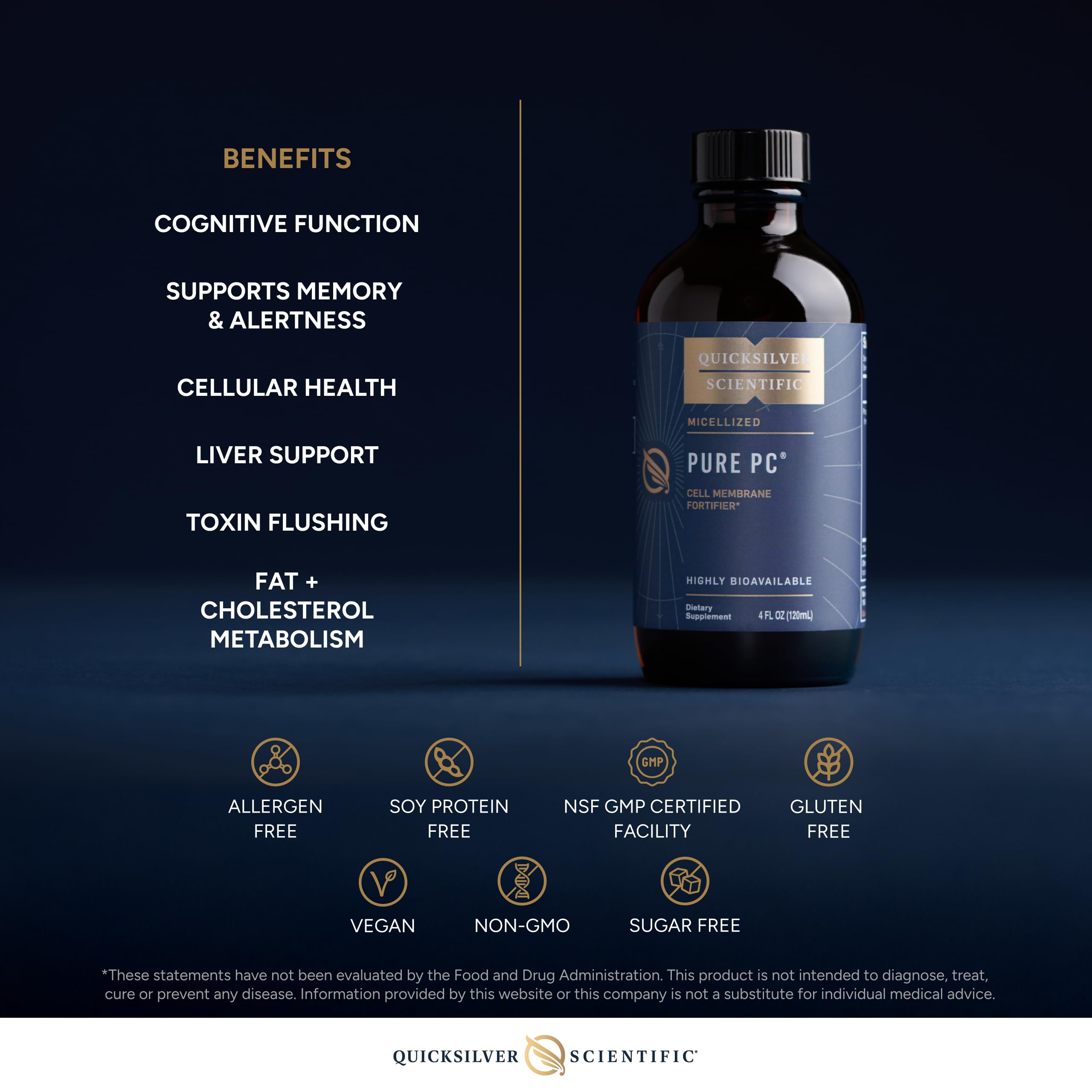 Quicksilver Scientific Micellized Pure PC - Phosphatidylcholine Liquid Supplement to Support Cellular & Liver Health - Superior Liposomal Absorption - Non-GMO Supportive Brain Supplement (4oz /120ml) Quicksilver Scientific buy supplements canada