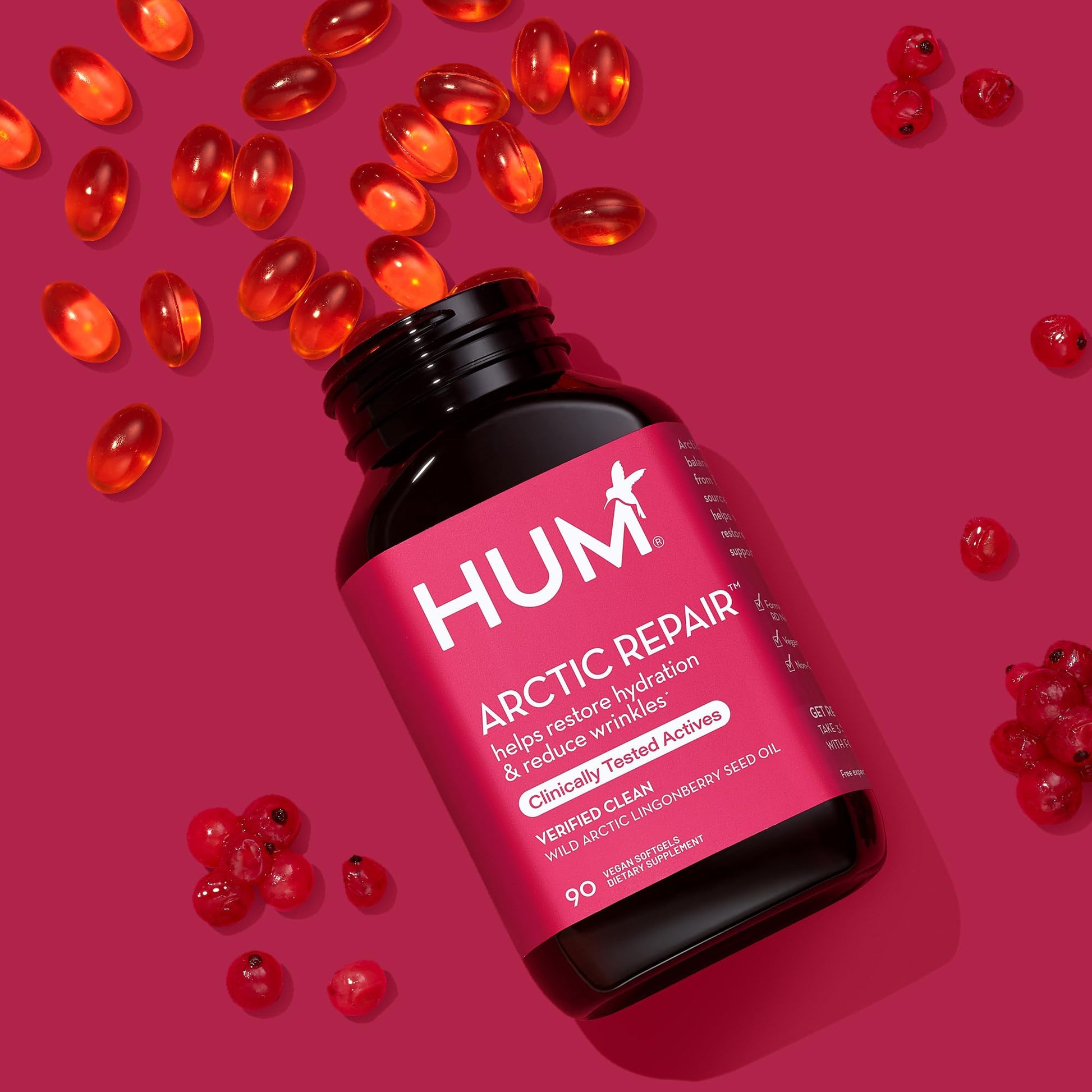 HUM Arctic Repair Clear Skin Supplement with Omega 3, Vitamin E, A, and Lingonberry Seed Oil, Skin Repair with Omega 3 6 9 to Help Support Appearance of Wrinkles & Hydrate, 90 Vegan Softgels HUM buy supplements canada
