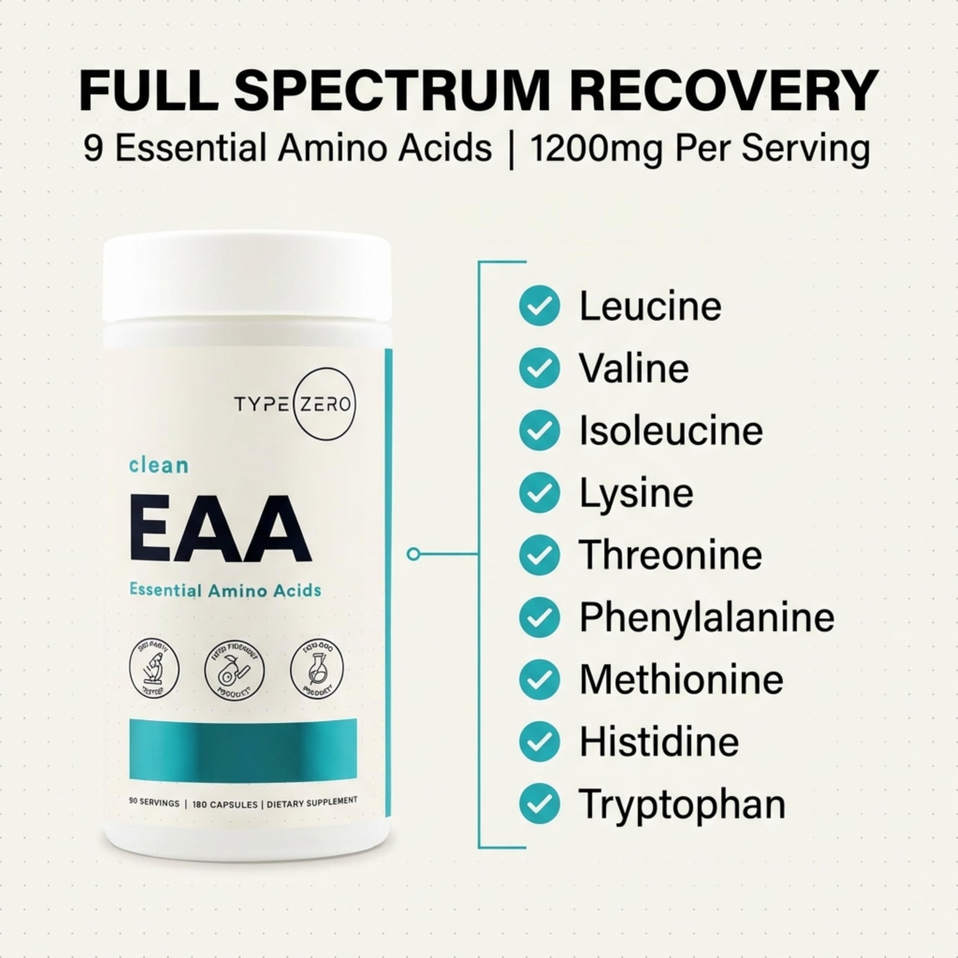 Type Zero Clean EAA Capsules (1,200mg per Serving), Essential Amino Acids Supplement with 9 EAAs, 180 Capsules, 90 Servings Type Zero buy supplements canada