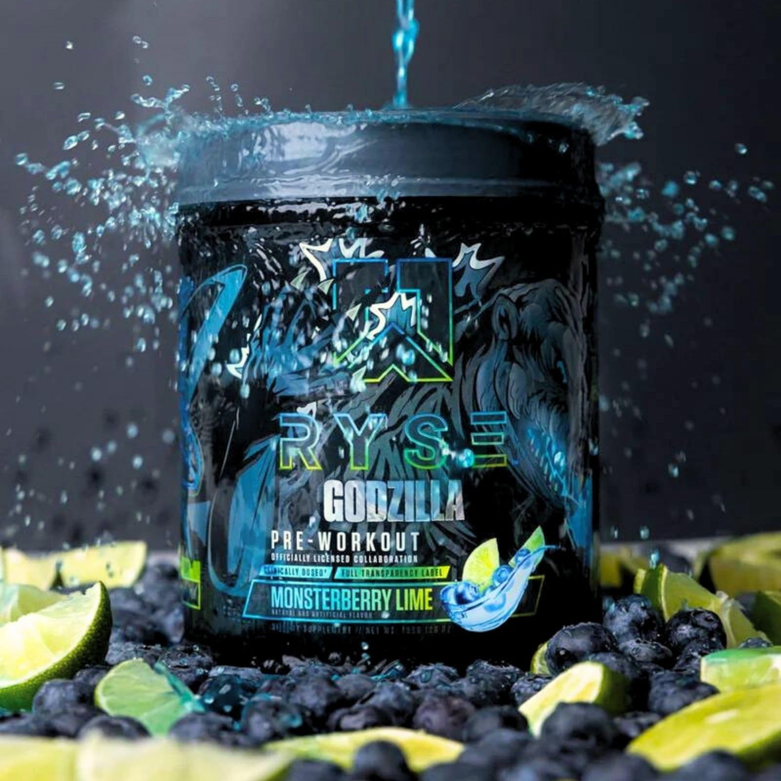 RYSE Godzilla X Noel Deyzel Pre Workout Powder - Monsterberry Lime - 400mg Caffeine, High Stim Pre-Workout for Men & Women with Citrulline & Beta Alanine - Energy, Pump & Focus - 20/40 Servings RYSE Up Supplements buy supplements canada