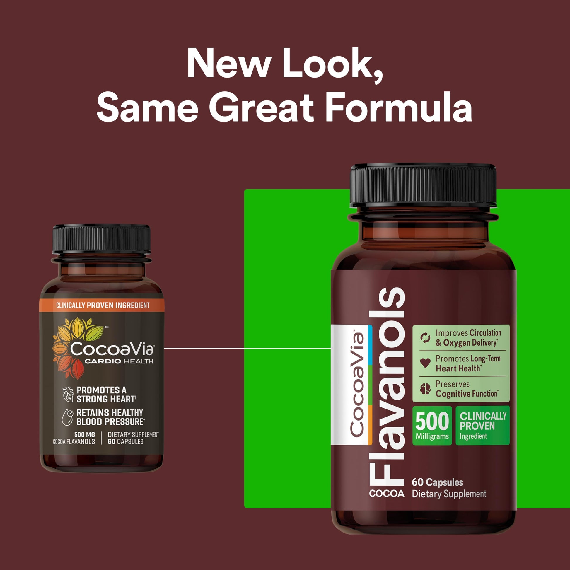 CocoaVia Cocoa Flavanols 500mg – Heart & Brain Support Supplement, High Flavanol Cocoa, Blood Circulation & Memory Booster, Nitric Oxide, Energy & Oxygen Boost, Vegan, Gluten-Free, 60 Capsules CocoaVia buy supplements canada