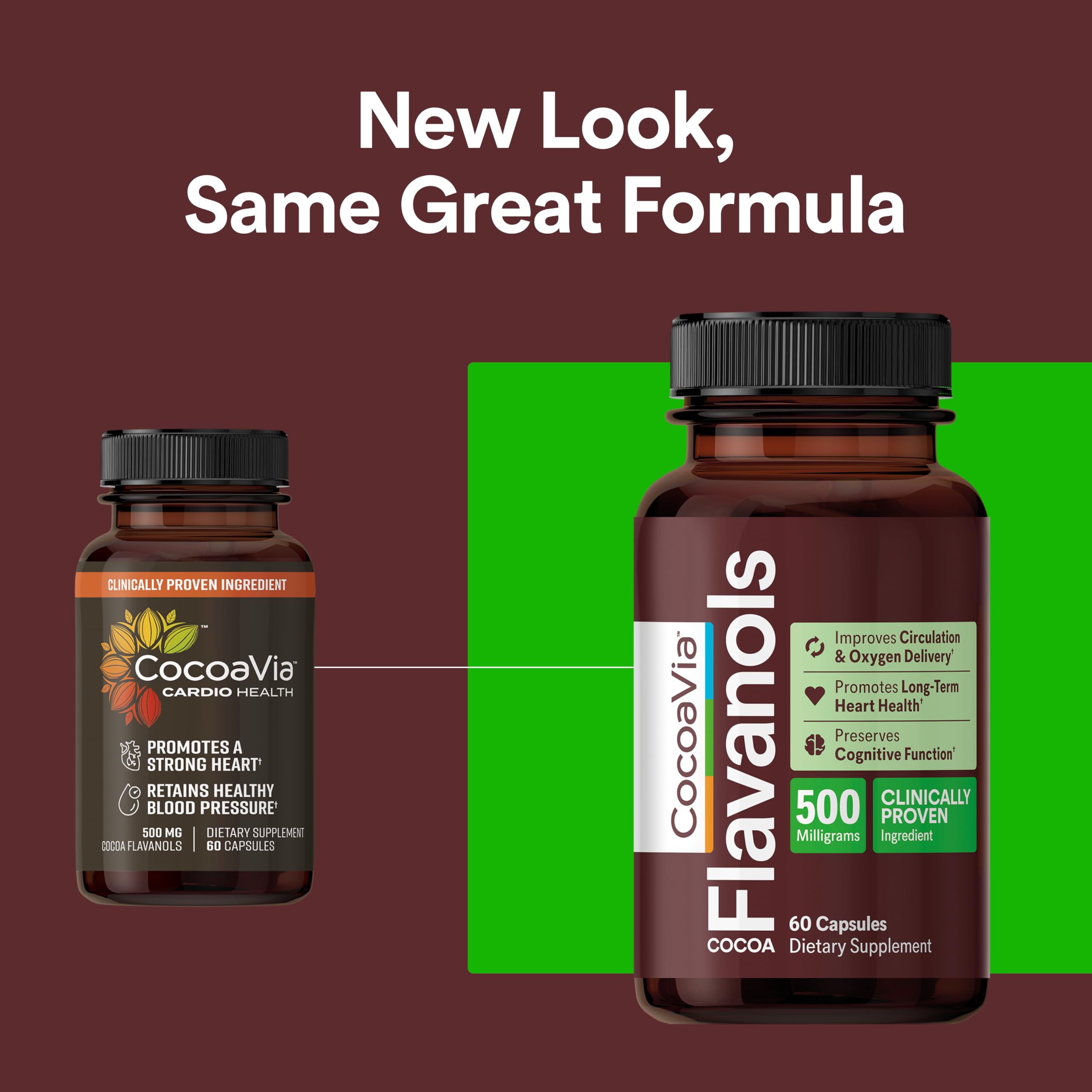 CocoaVia Cocoa Flavanols 500mg – Heart & Brain Support Supplement, High Flavanol Cocoa, Blood Circulation & Memory Booster, Nitric Oxide, Energy & Oxygen Boost, Vegan, Gluten-Free, 60 Capsules CocoaVia buy supplements canada
