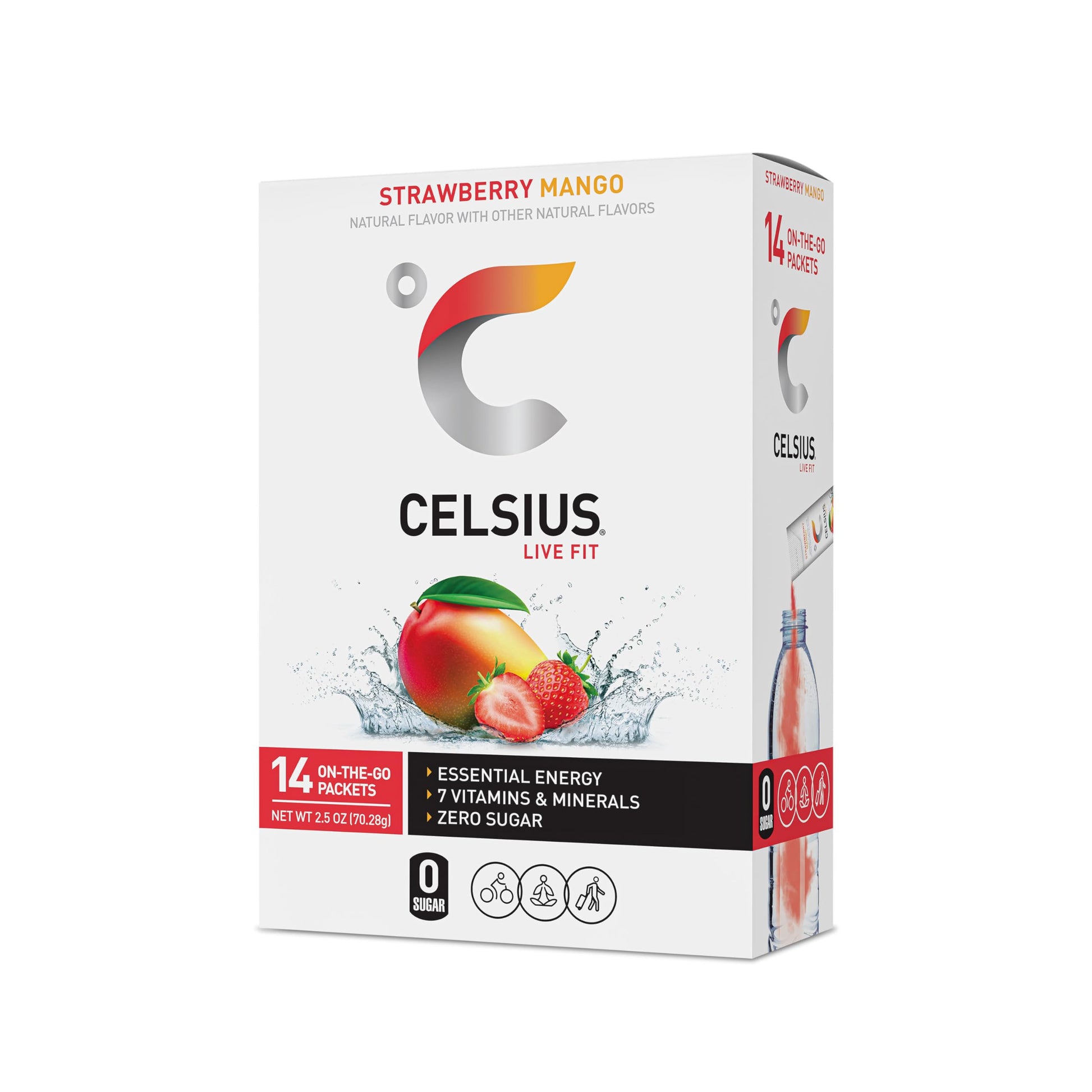 CELSIUS On-the-Go Powder Sticks Strawberry Mango, Essential Energy 14 Sticks per Pack CELSIUS buy supplements canada