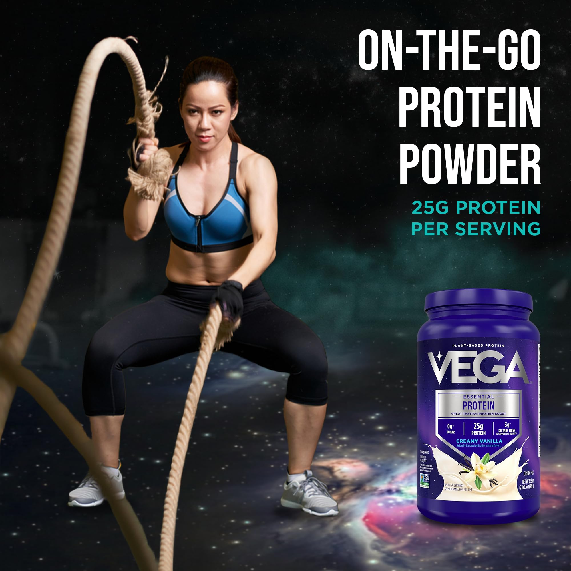 Vega Essential Protein – 25g Plant Based Protein Powder, Creamy Vanilla, Vegan for a Dairy-Free Vanilla Shake – Large Tub, 32.5oz (20 Servings) Vega buy supplements canada