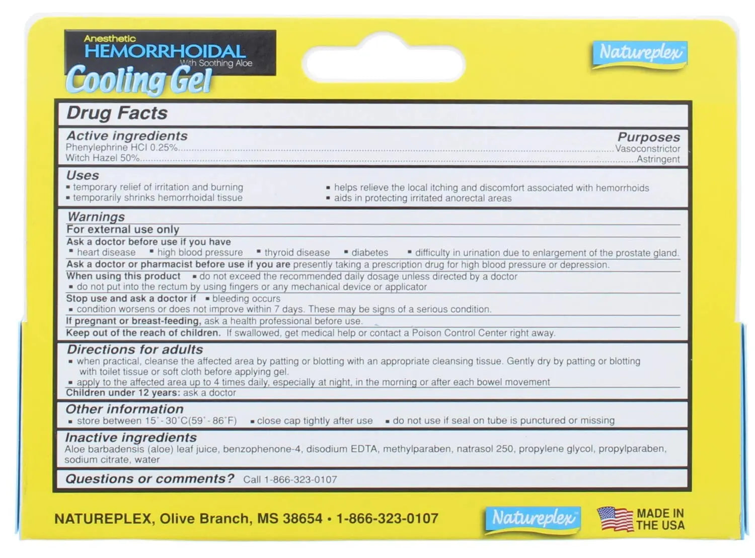 Natureplex Anesthetic Hemorrhoidal Cooling Gel 0.9 oz (2 Pack) – Witch Hazel & Phenylephrine, Soothing Aloe Formula for Temporary Itching, Burning & Swelling Relief - Made in USA Natureplex buy supplements canada