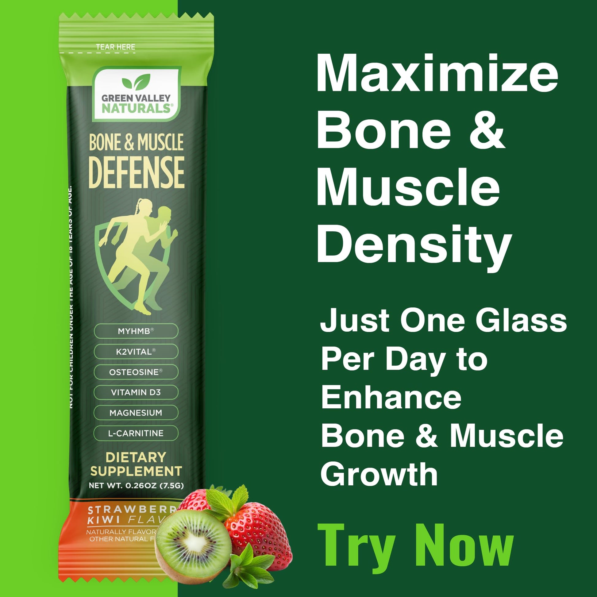 Bone & Muscle Defense Stick Pack | HMB + Leucine Amino Blend for Muscle Support | Protein Growth & Strength Formula for Women & Men | Fertility & Energy Support | Convenient On-the-Go Supplement GREEN VALLEY NATURALS buy supplements canada