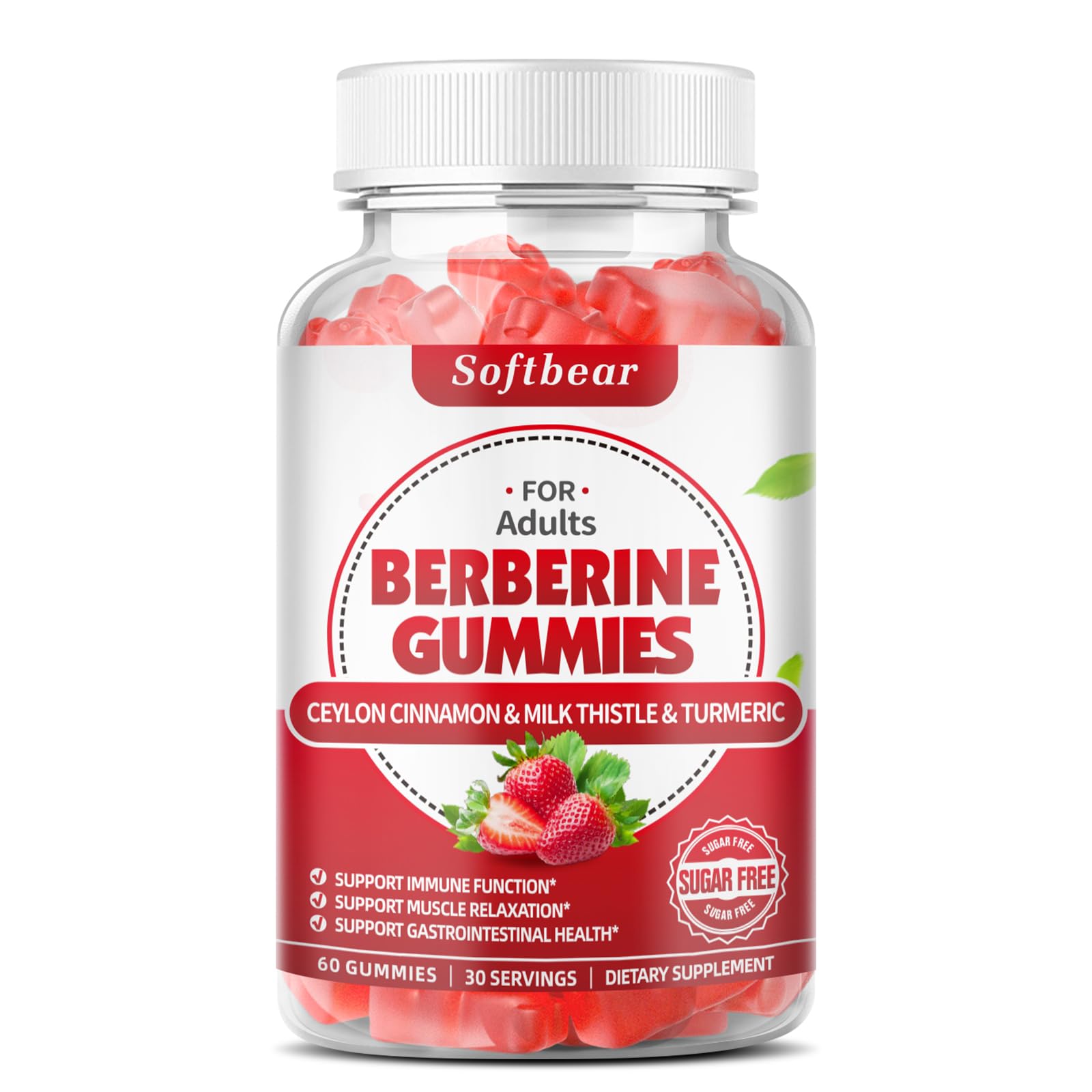 softbear Berberine with Ceylon Cinnamon Gummies-99% Purity Berberine HCL Supplements softbear buy supplements canada