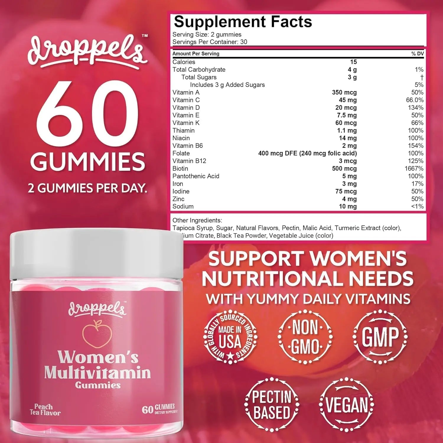 Droppels His & Hers Bundle: Men's & Women's Multivitamin Gummies | Vegan, Non-GMO, Pectin-Based | BlackBerry & Peach Tea Flavors Droppels buy supplements canada