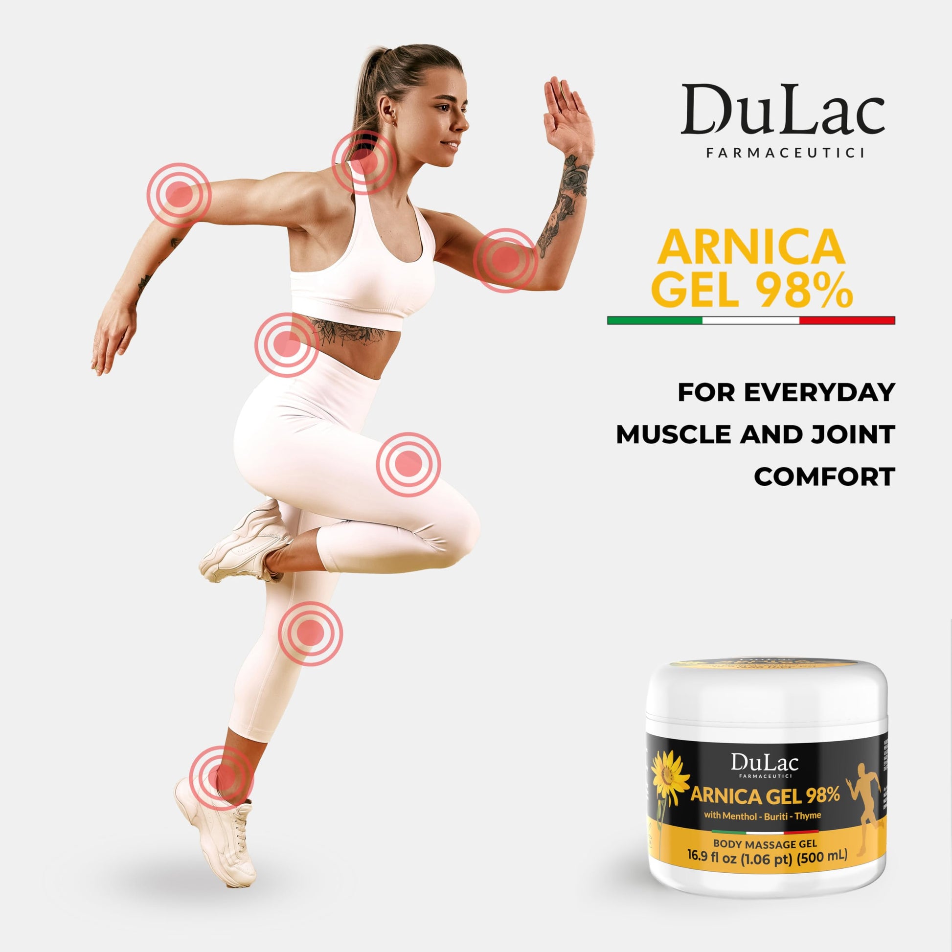Dulac Arnica Body Massage Gel – Water-Based Cosmetic Massage Gel with Arnica Montana, Fast-Absorbing Lightweight Texture, Non-Greasy Feel, Dermatologically Tested, 16.9 fl oz DULÀC FARMACEUTICI 1982 buy supplements canada