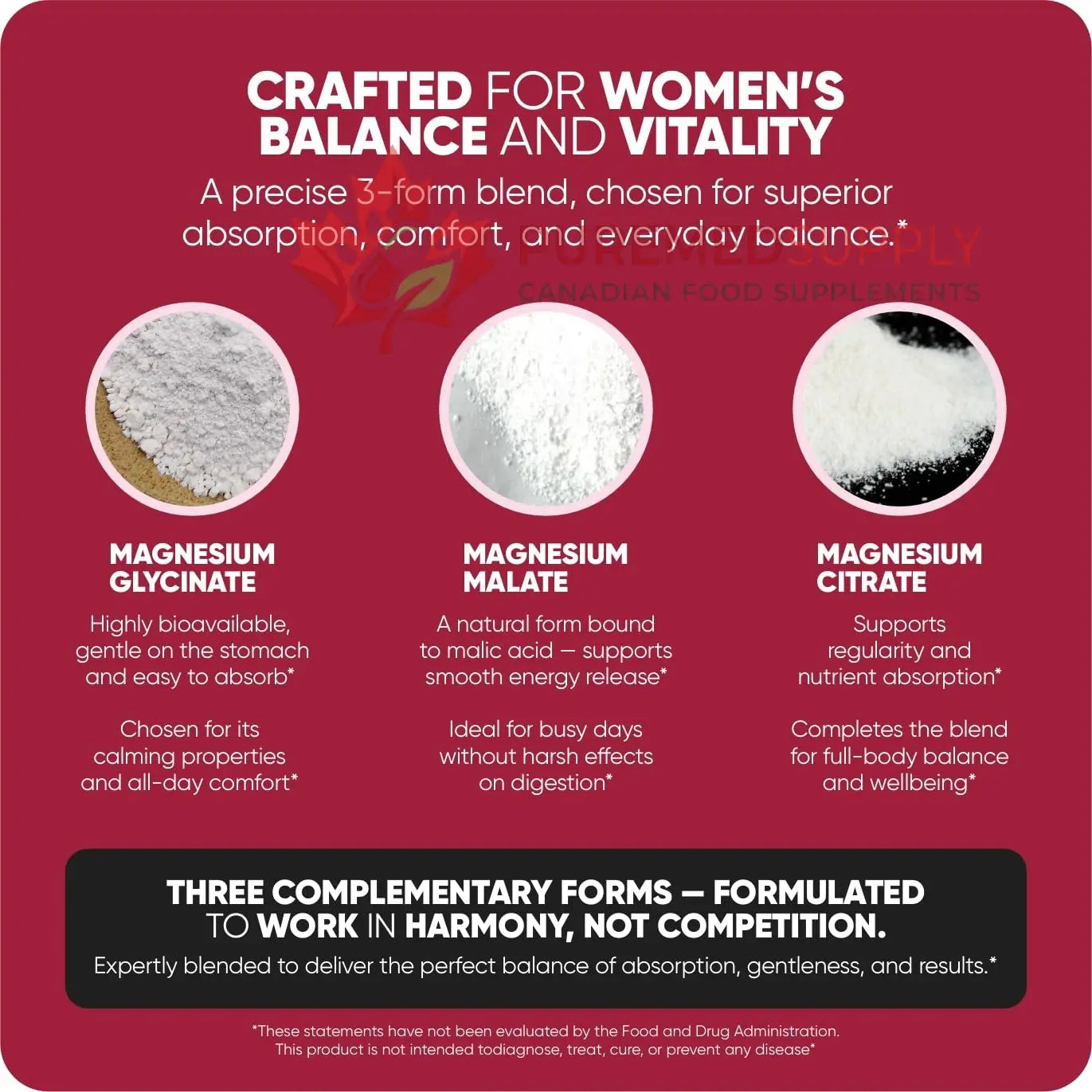 Premium Magnesium Complex for Women 60 Capsules | Complete 3-in-1 with Magnesium Glycinate Citrate & Malate Supports Calm, Digestion, Energy Vegan & Non-GMO Supplement | Veloraa Veloraa buy supplements canada