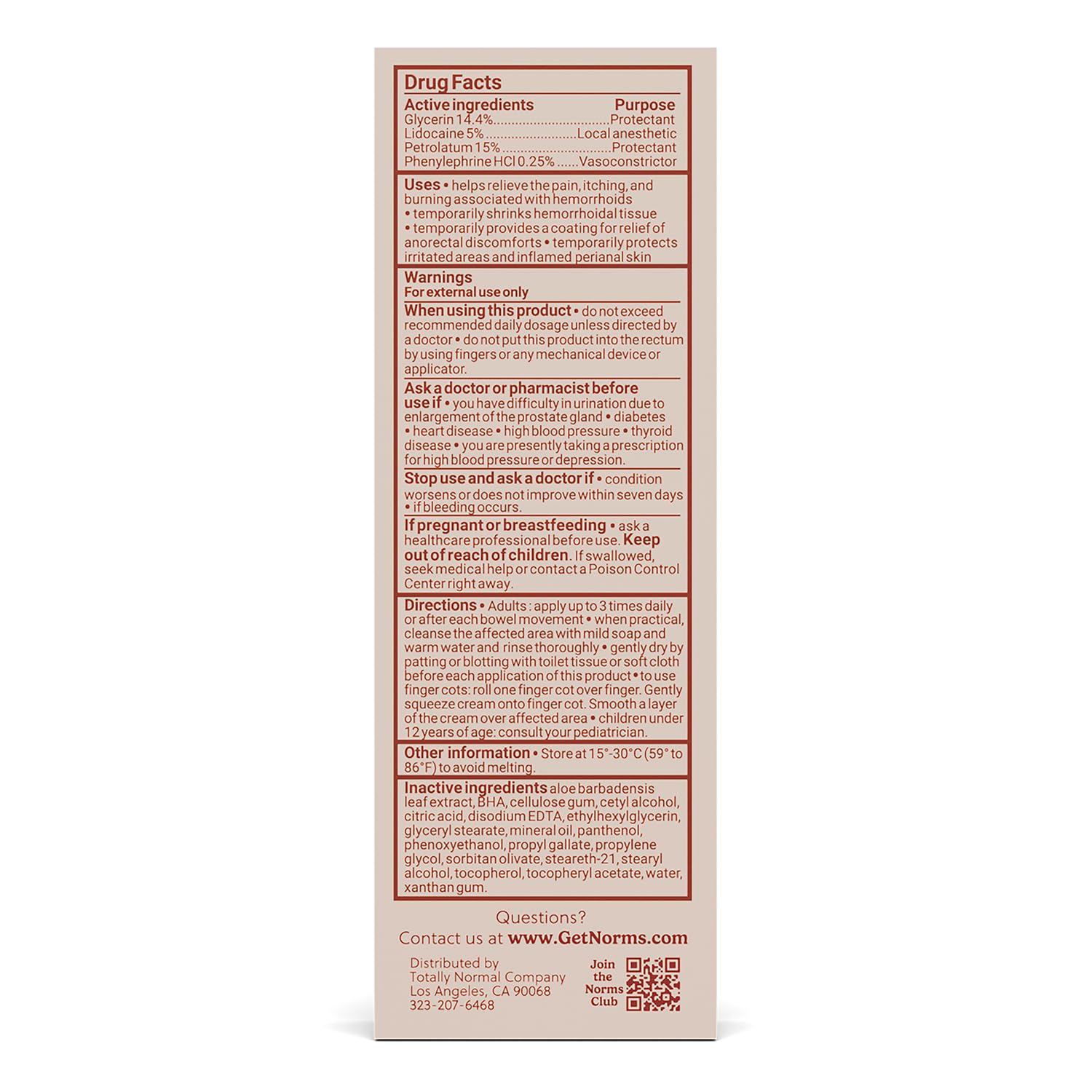 Norms Hemorrhoid Treatment Cream, Max Strength 5% Lidocaine, Rapid Relief for Hemorrhoidal Pain, Swelling, Itching, with Phenylephrine HCL, Aloe & Glycerin – Big Squeeze 2oz Tube Norms buy supplements canada
