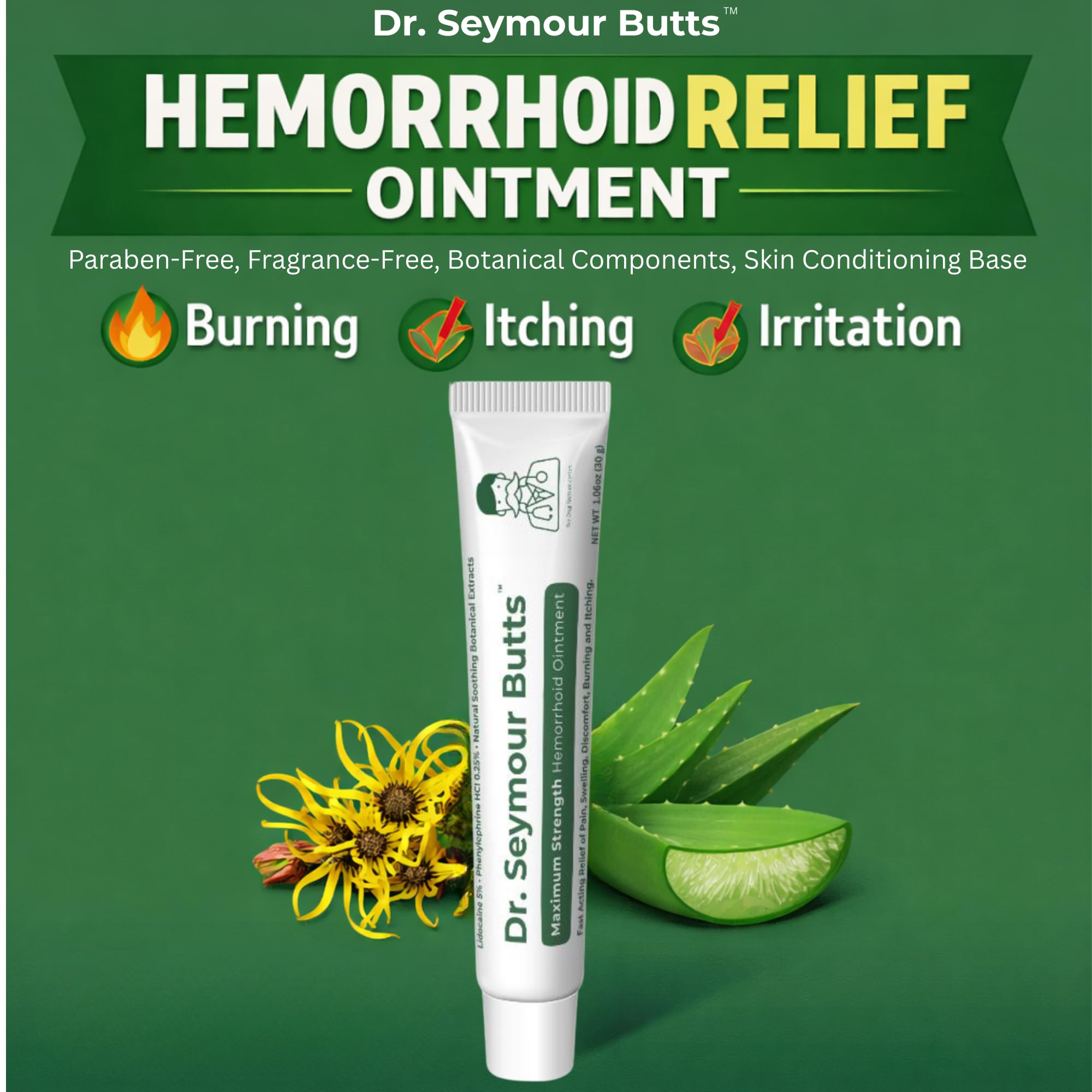 Dr. Seymour Butts Hemorrhoid Ointment – Lidocaine 5% Pain Relief for Burning, Itching & Irritation | External Hemorrhoid Care with Witch Hazel, Aloe & Botanical Support Dr. Seymour Butts buy supplements canada