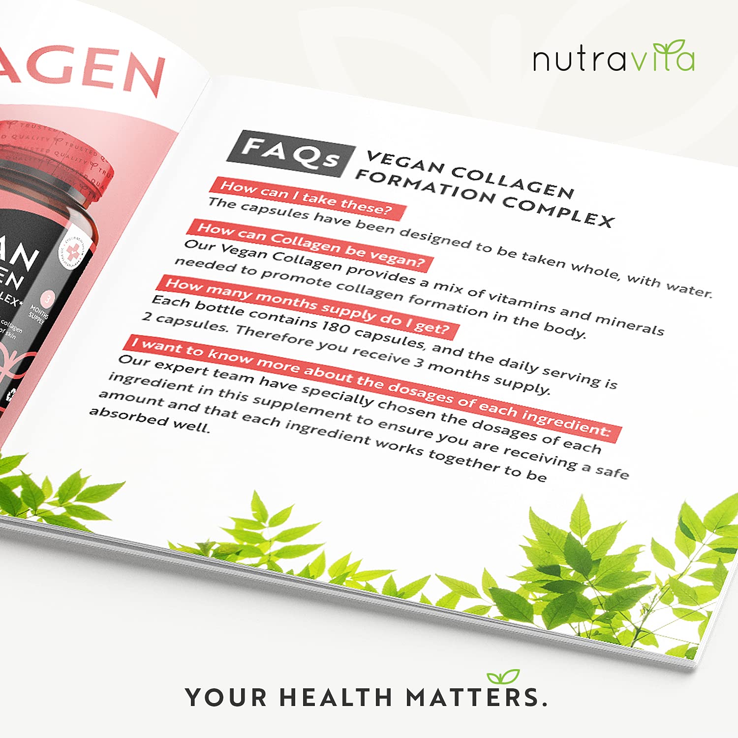 Vegan Collagen 1000mg Advanced Superfood Blend - 180 Capsules (3 Month Supply) Nutravita buy supplements canada