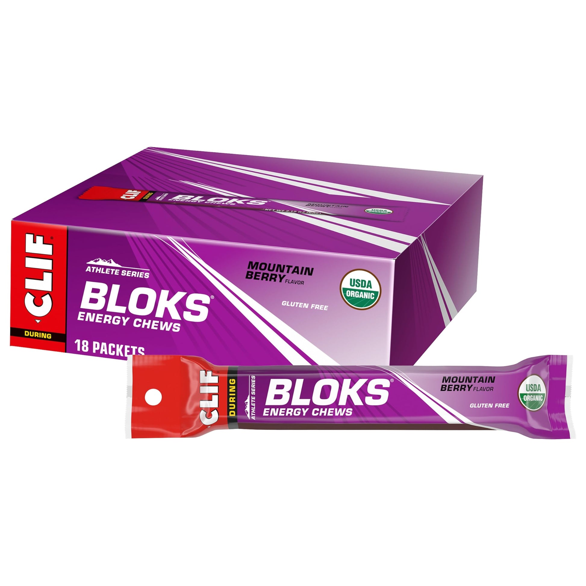CLIF BLOKS - Mountain Berry Flavor - Energy Chews - Non-GMO - Plant Based - Fast Fuel for Cycling and Running - Quick Carbohydrates and Electrolytes - 2.12 oz. (18 Count) CLIF Bar buy supplements canada