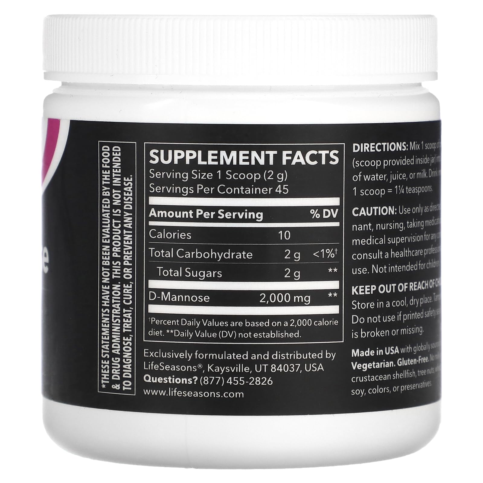 LifeSeasons D-Mannose Powder - Fast-Acting UTI Relief - Urinary Tract Health Supplement - Supports Healthy Levels of Microflora & Eases Bladder Discomfort - 45 Servings LifeSeasons buy supplements canada