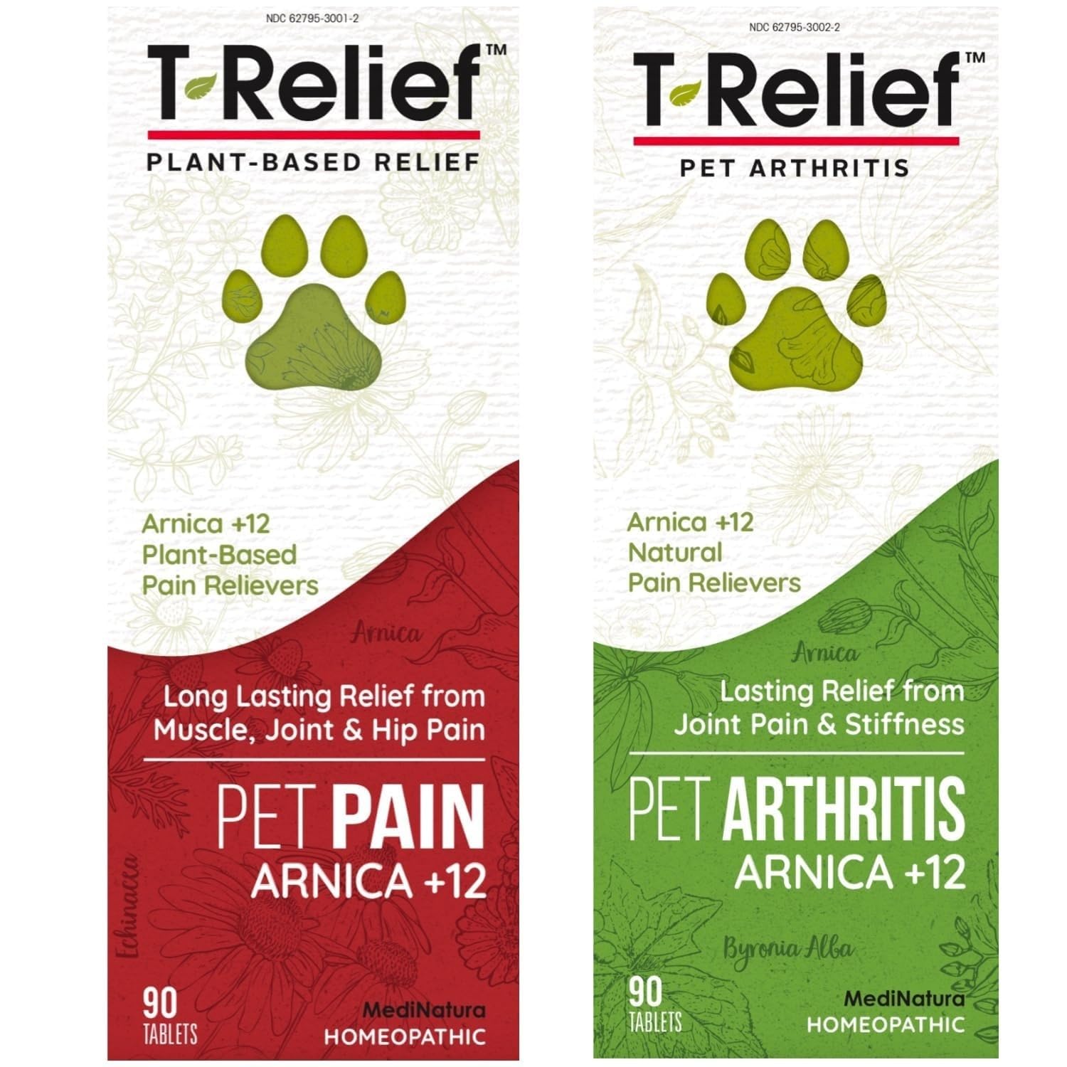 MediNatura Plant-Powered Pet Pain Relief Bundle T-Relief Pet Pain Tablets (90) + T-Relief Pet Arthritis (90) 12 Plant-Based Homeopathic Pain Relievers with Arnica - Support for Muscles, Joints + HIPS MediNatura buy supplements canada