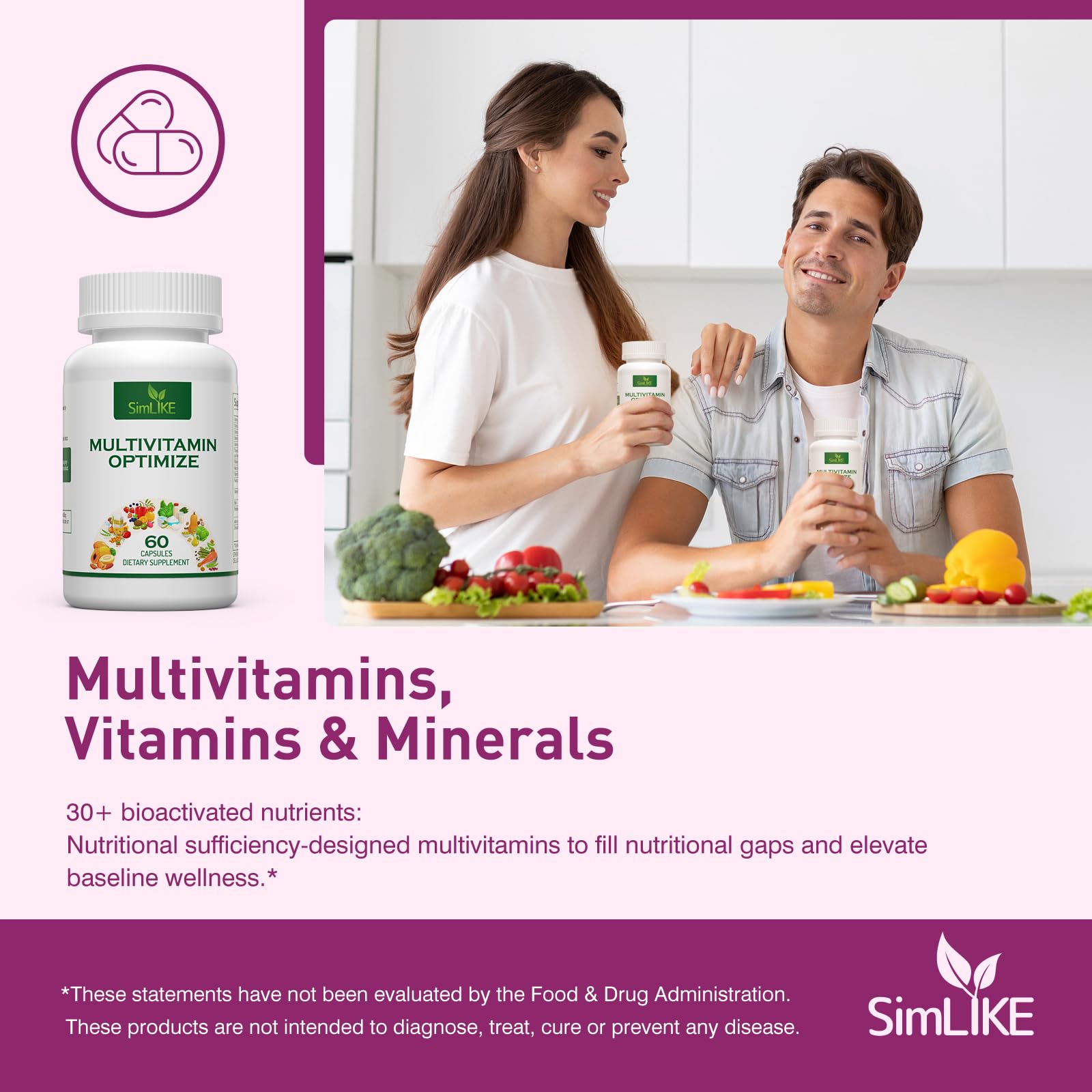 Methylated Multivitamin for Women, 30-in-1 Nutrients Formula with Inositol, CoQ10, Biotin, Zinc for Hair Health Support, Resveratrol, Vitamin C, Alpha Lipoic Acid for Skin Health Support, 60 Capsules Simlike buy supplements canada