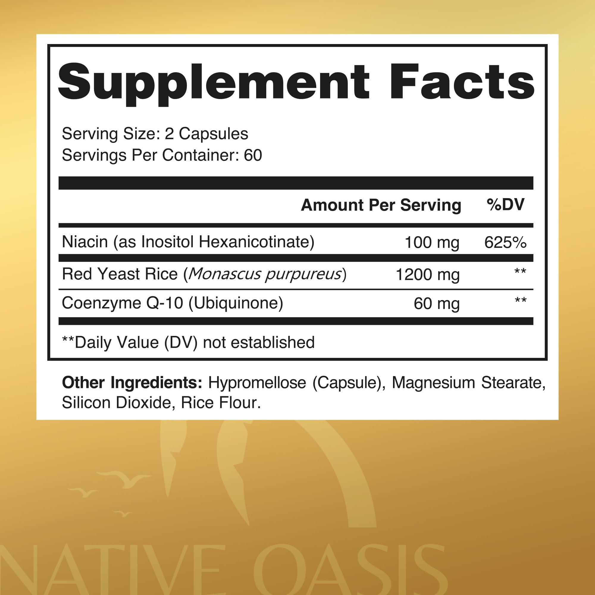 Native Oasis (2 Bottles) Red Yeast Rice 1,200 mg. Capsules Made with CoQ10 and Flush Native Oasis buy supplements canada