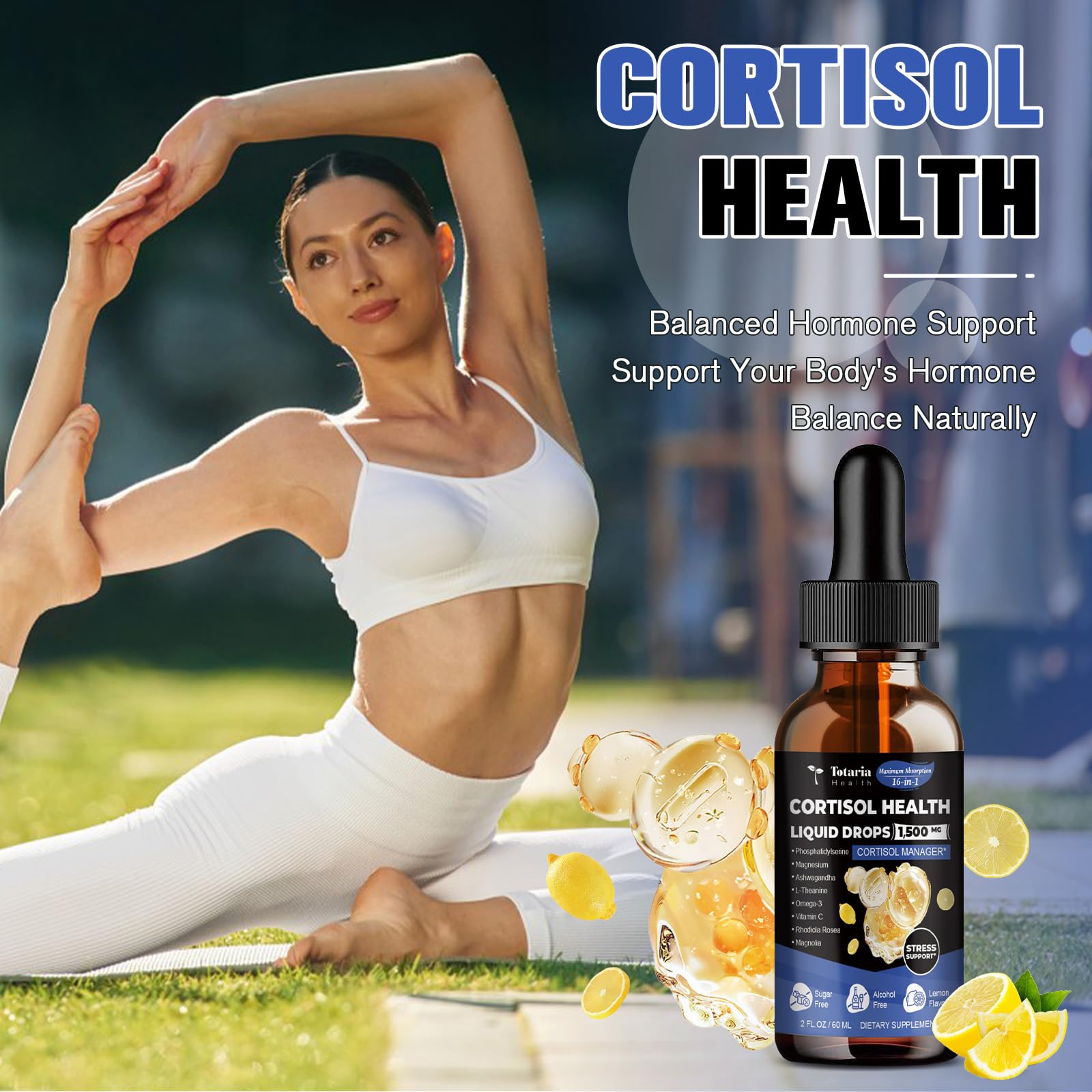 Totaria cortisol Supplement Liquid Drops Hormone Balance for Women Men with Magnesium Complex,Ashwagandha,Rhodiola Rosea,L Theanine,Phosphatidylserine Supplements Mood, Focus, Sleep Support 2 FL.OZ Totaria buy supplements canada