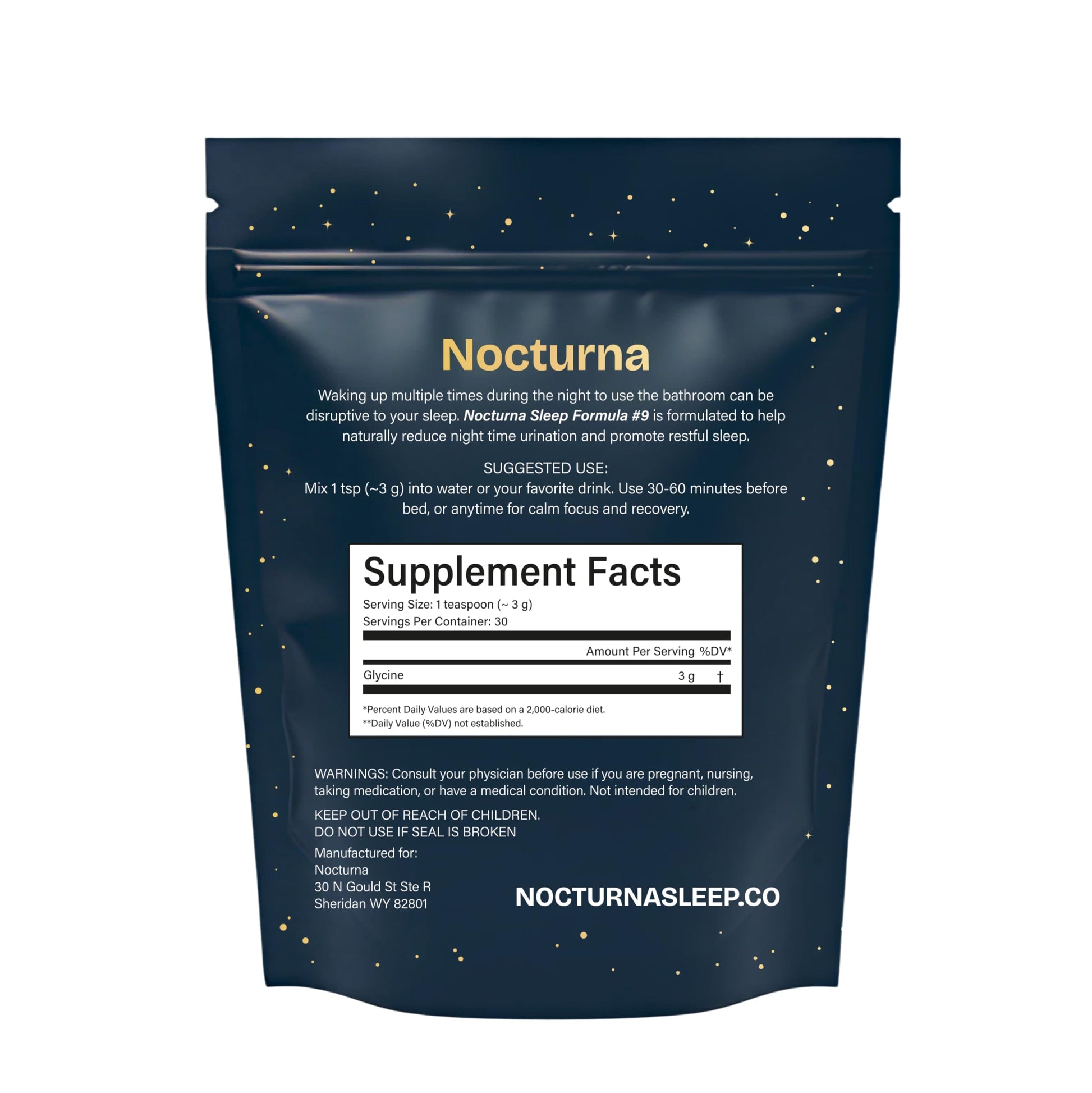 Nocturna Glycine Supplement – 100% Pure 3g Glycine Powder for Sleep, Calm & Recovery – USA Made Sleep Aid for Men & Women – Non-GMO & Completely Natural - 6.3Oz for 60 Servings Nocturna buy supplements canada