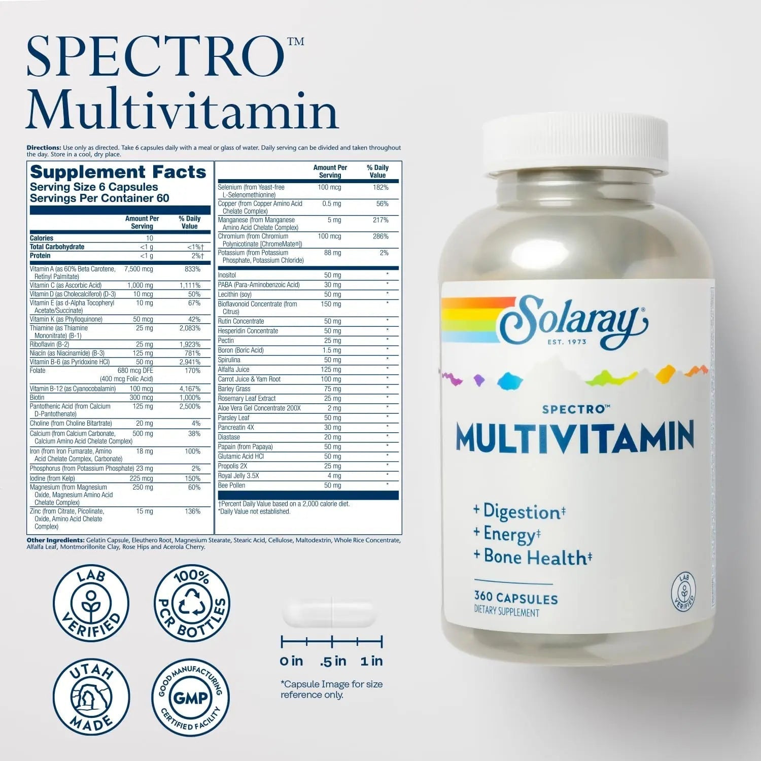SOLARAY Spectro Multivitamin with Iron - Multi Vitamin with Calcium, Magnesium, Energizing Greens, Herbs & Digestive Enzymes SOLARAY buy supplements canada