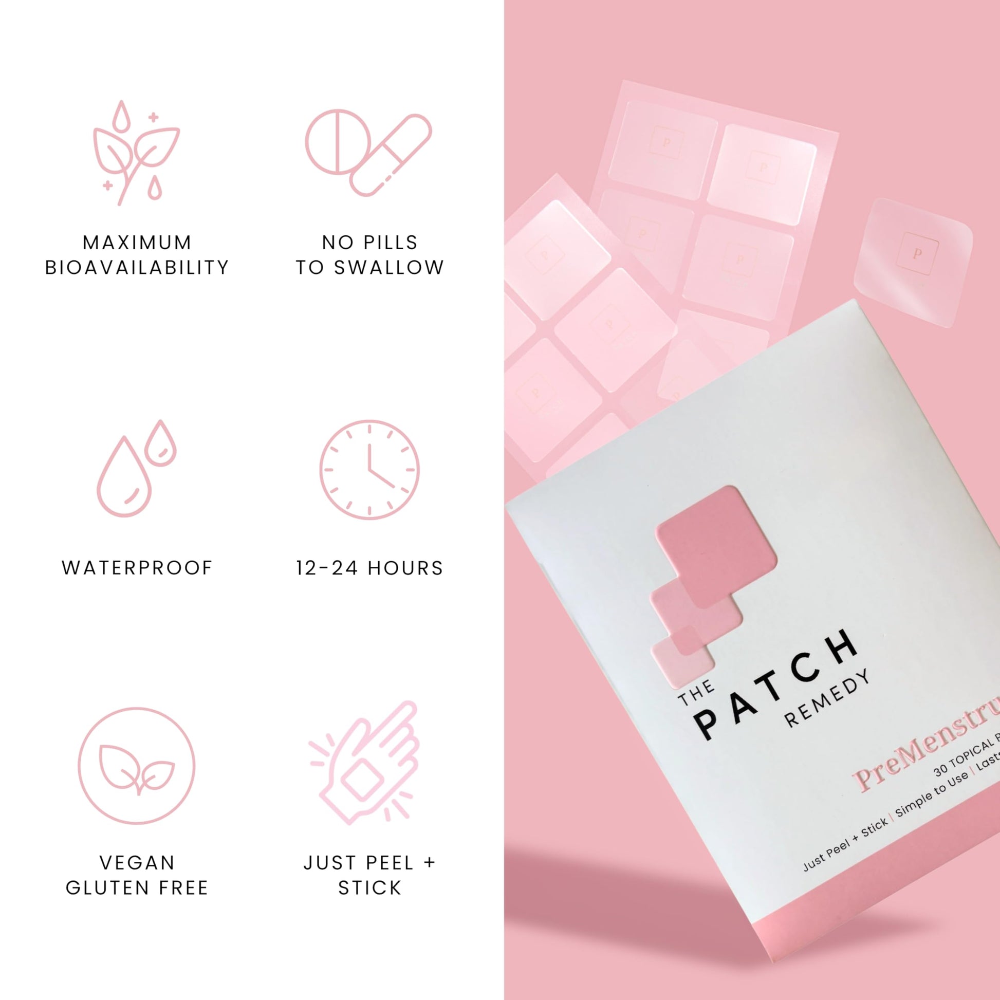 The Patch Remedy Pre Menstrual Patch | Chasteberry, Magnesium, Evening Primrose, Dong Quai, B6 & Vitamin E | 30 Patches The Patch Remedy buy supplements canada
