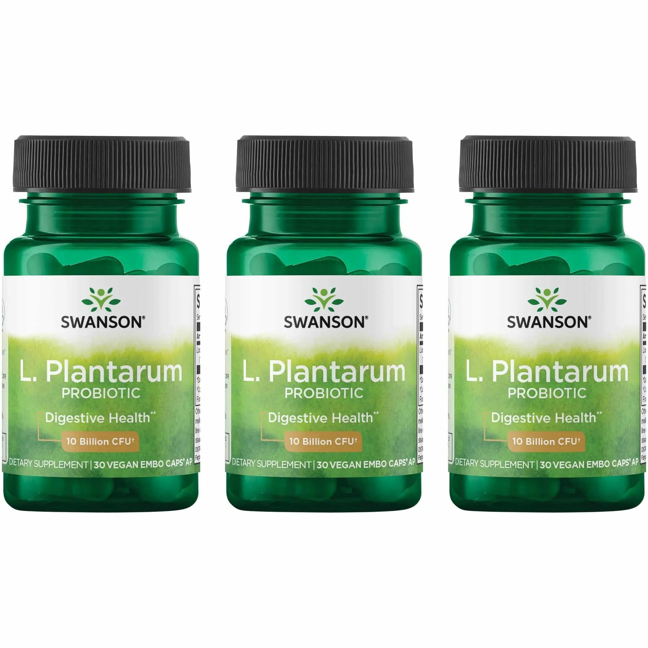Swanson L. Plantarum - 10 Billion CFUs - Probiotic Supplement for Occasional Gas & Bloating - Supports Lower GI Tract Health* - No Refrigeration Needed - Non-GMO - 30 Vegan Capsules (3 Pack) Swanson buy supplements canada