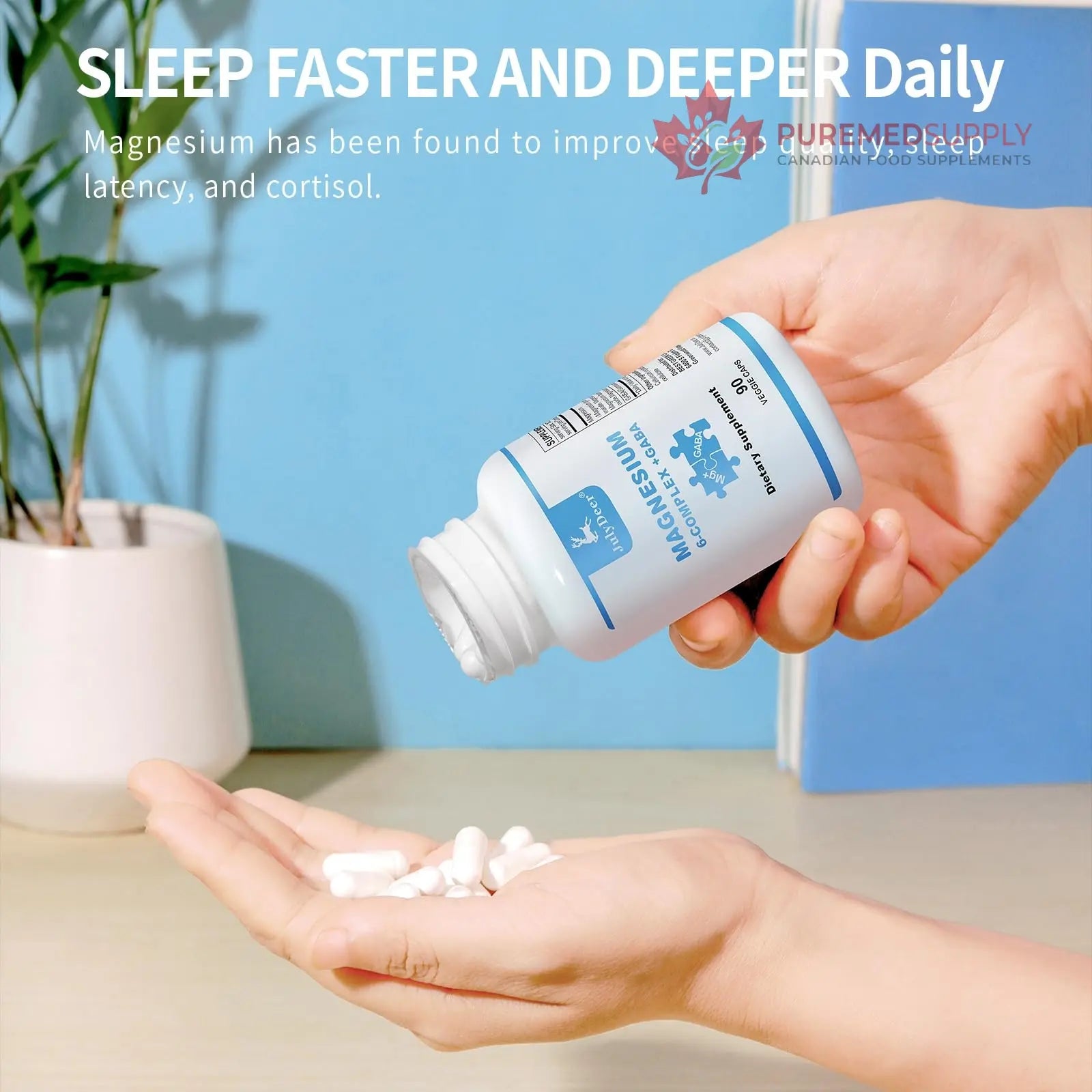 JulyDeer Sixfold Magnesium Complex | 350mg of Magnesium Glycinate, Malate, Citrate, Taurine, Oxide, Mg+ for Muscles,Nerves,& Energy, GABA Sleep Support | High Absorption | Vegan | 90 Capsules Risabou buy supplements canada