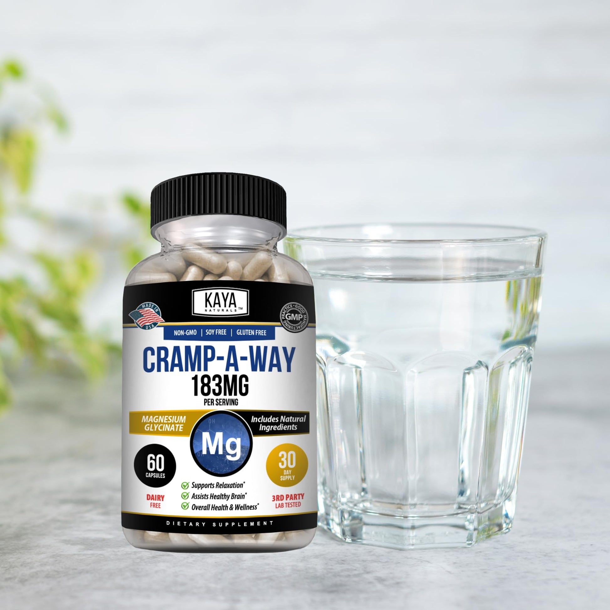 Kaya Naturals Cramp-A-Way Magnesium Glycinate 183mg (60 Count (Pack of 1) Kaya Naturals buy supplements canada