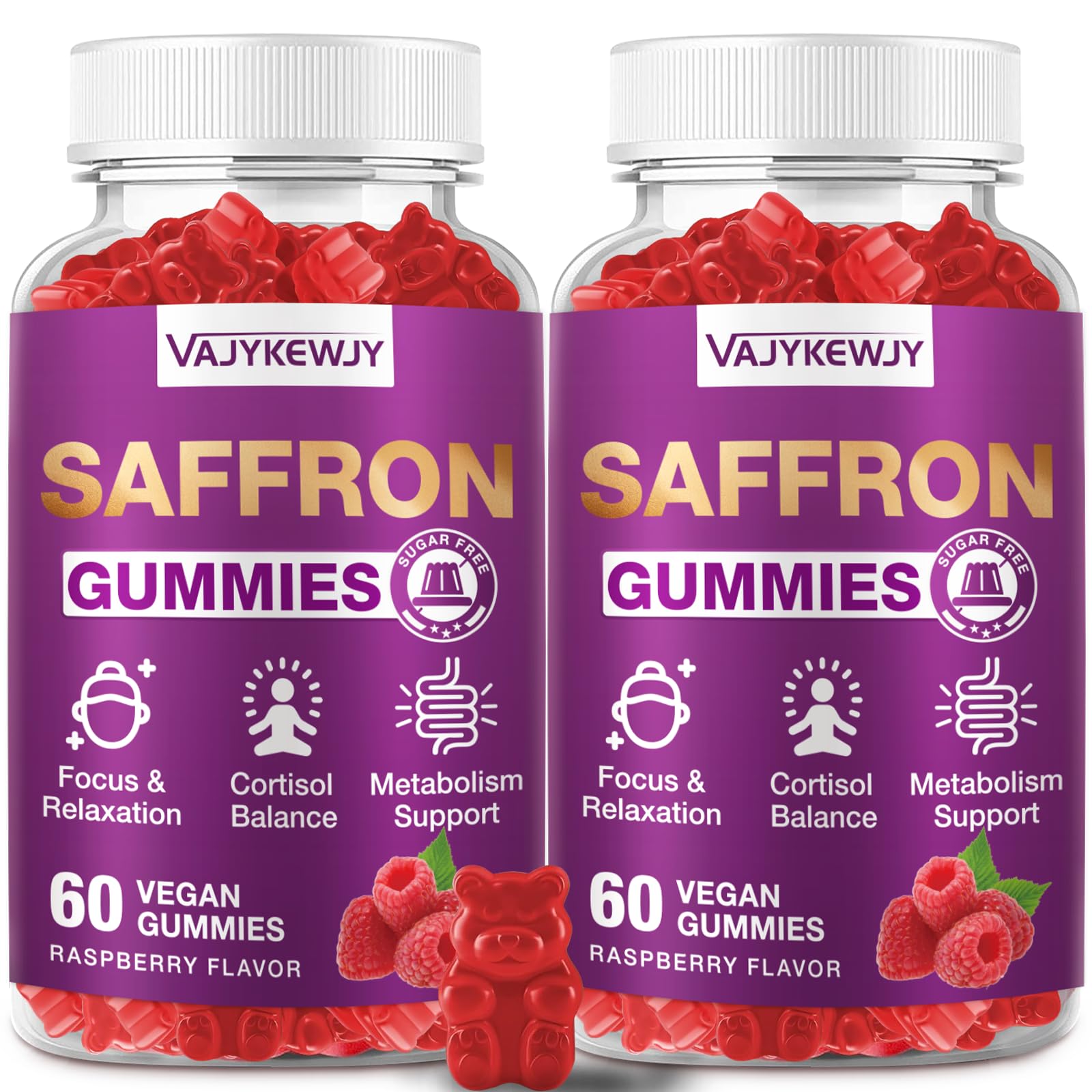 VAJYKEWJY Saffron Gummies (88.5 mg) with Magnesium — Enhanced with St. John’s Wort, Rhodiola, Ashwagandha & Vitamins B6, B12, D3 for Mood & Focus Support — 120 Count VAJYKEWJY buy supplements canada