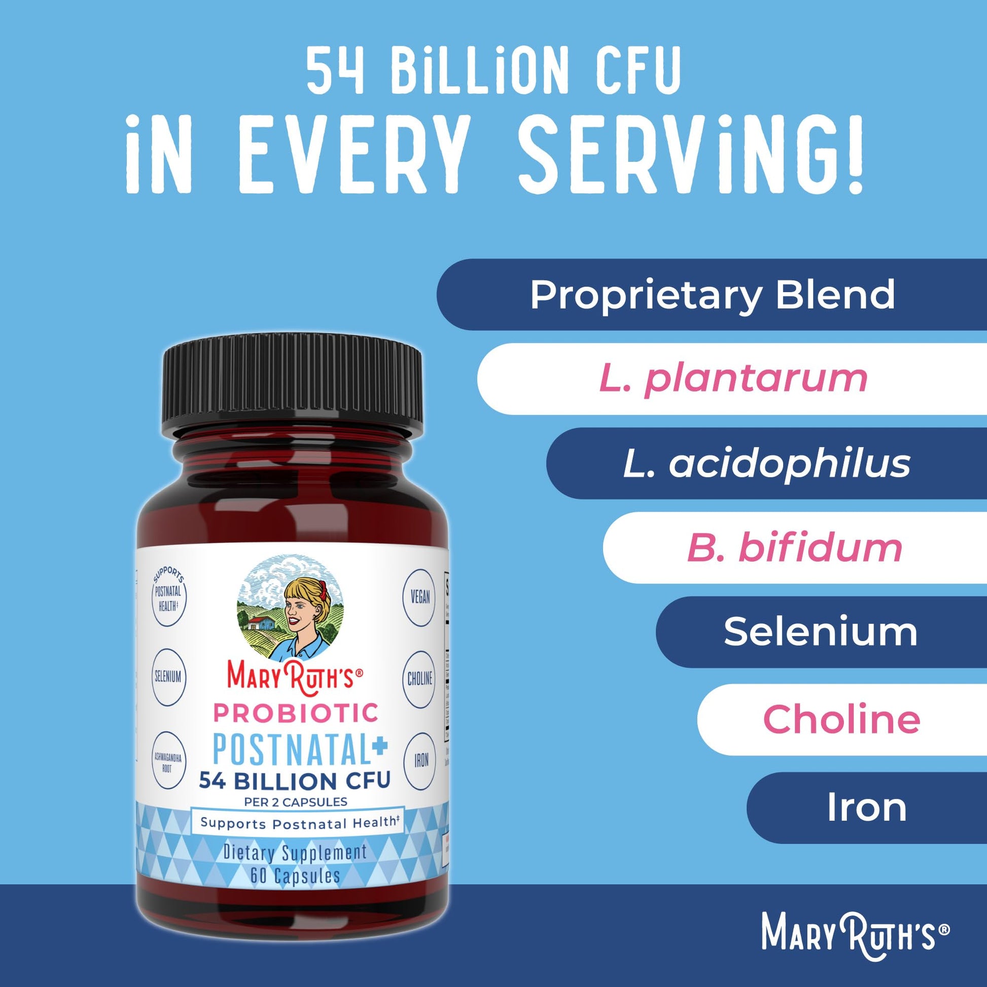 MaryRuth Organics Postnatal Probiotics for Breastfeeding Women | Nursing Probiotic Capsules with Vitamins | Minerals & Antioxidants | 54 Billion CFU | Non-GMO | Vegan | 30 Servings MARYRUTH'S buy supplements canada
