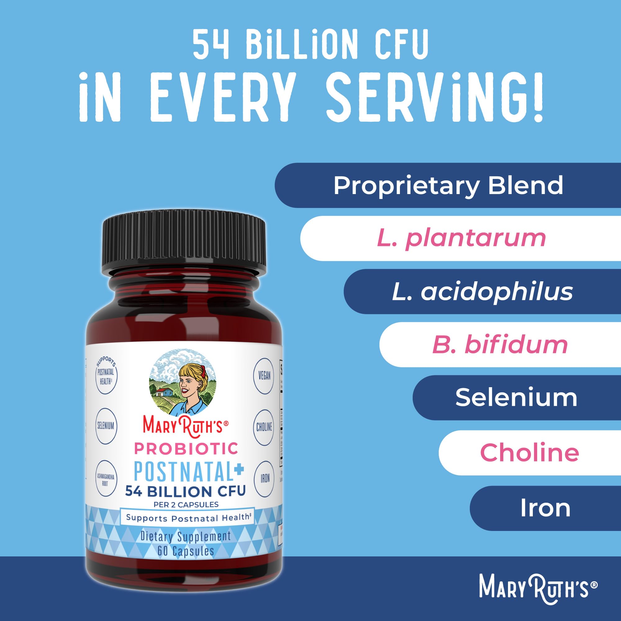 MaryRuth Organics Postnatal Probiotics for Breastfeeding Women | Nursing Probiotic Capsules with Vitamins | Minerals & Antioxidants | 54 Billion CFU | Non-GMO | Vegan | 30 Servings MARYRUTH'S buy supplements canada